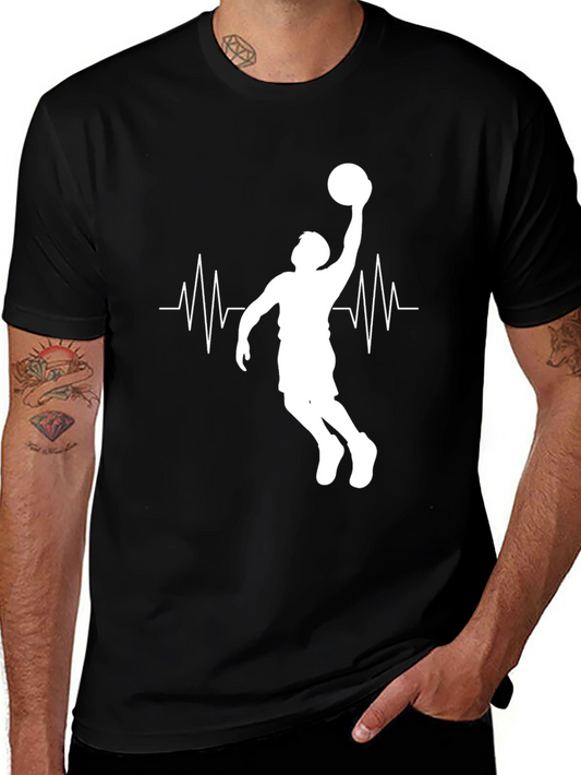 Basketball Heartbeat Graphic Tee - Black