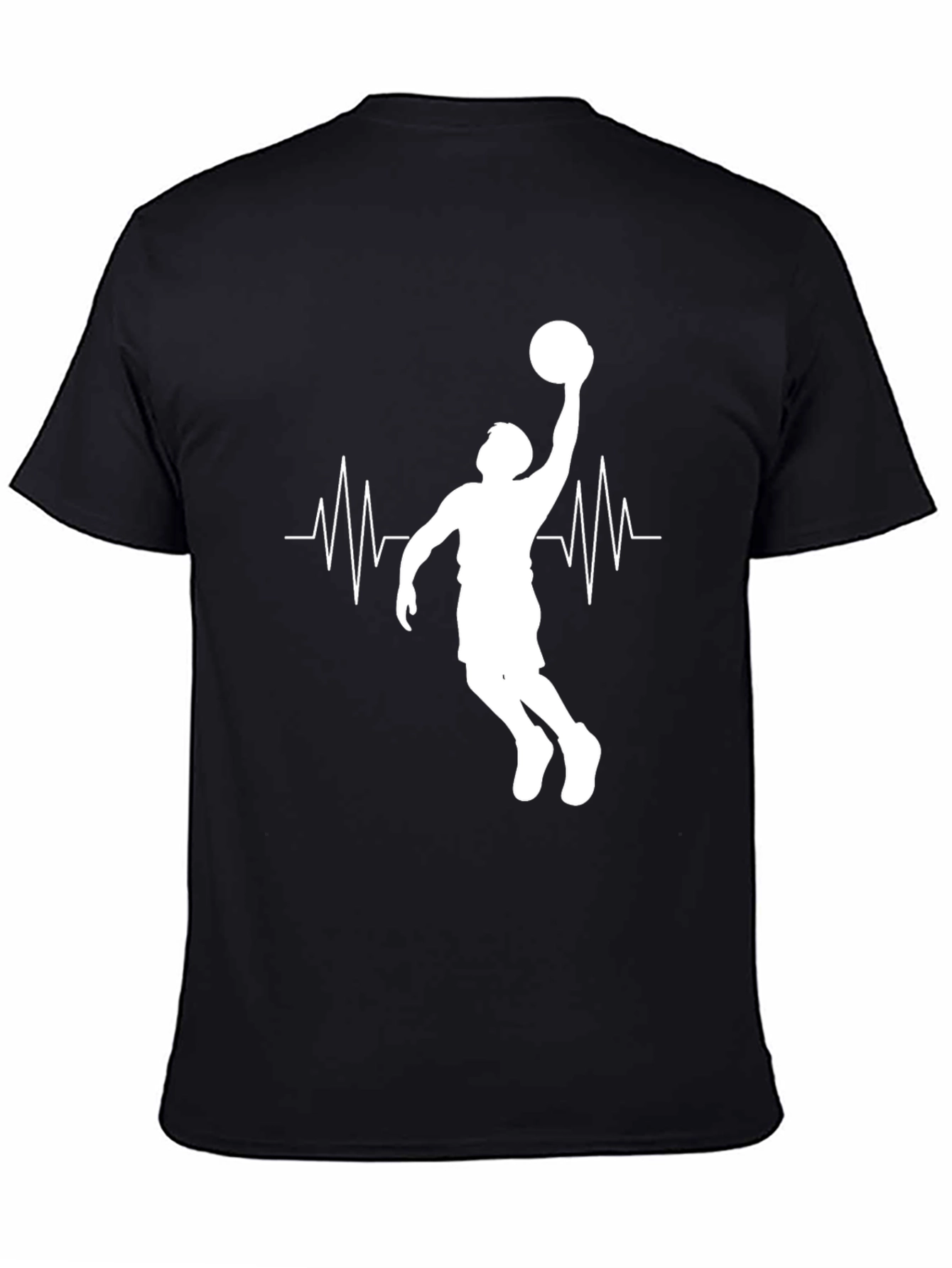 Basketball Heartbeat Graphic Tee - Black