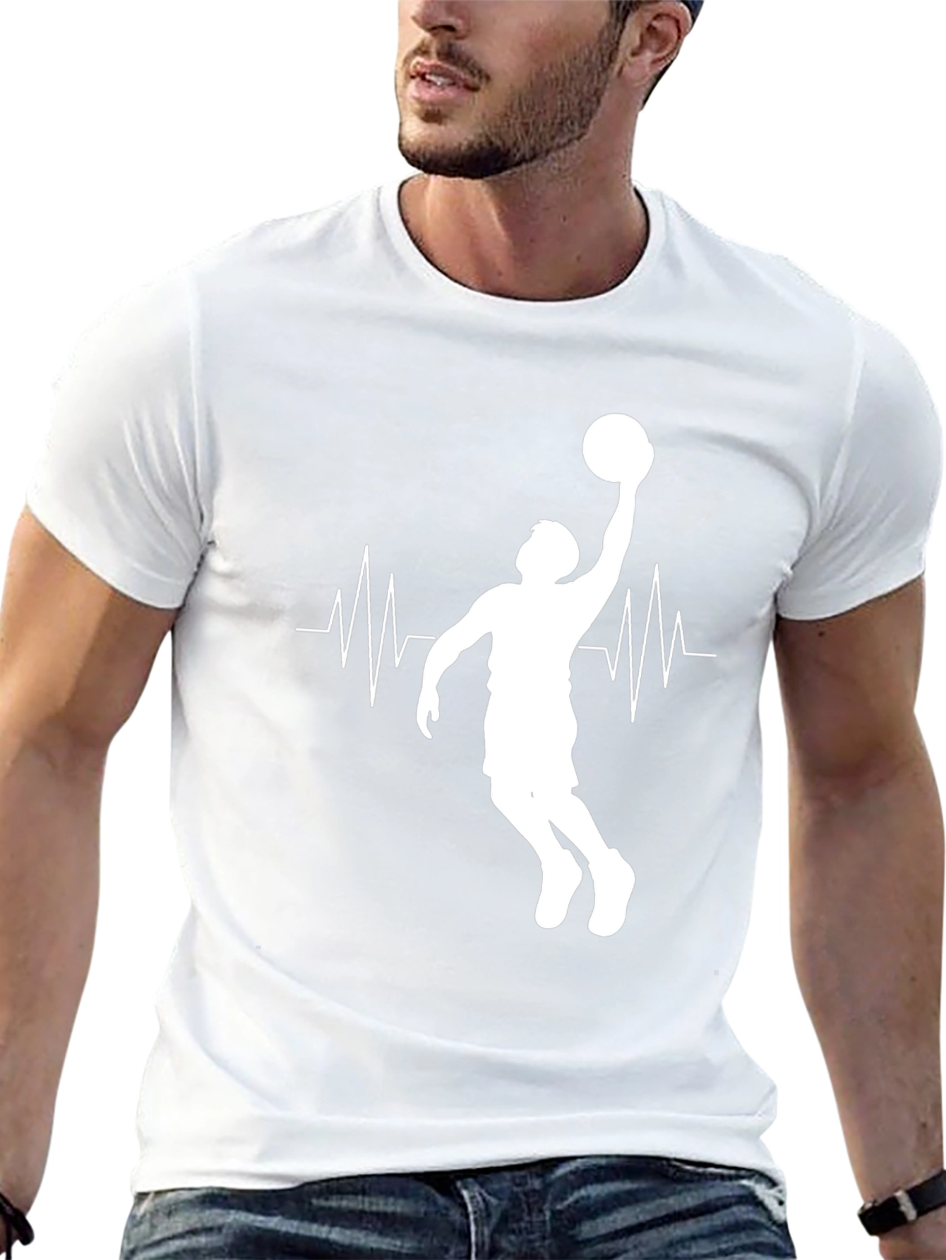Basketball Heartbeat Graphic Tee - Black