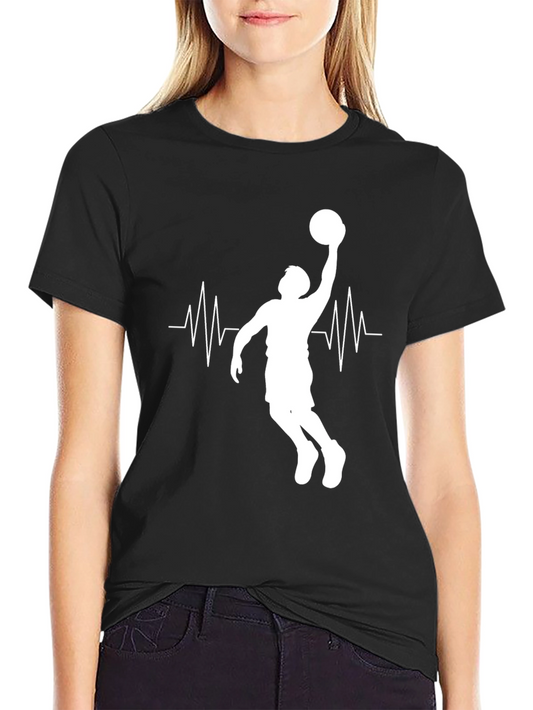 Basketball Heartbeat Graphic Tee - Black