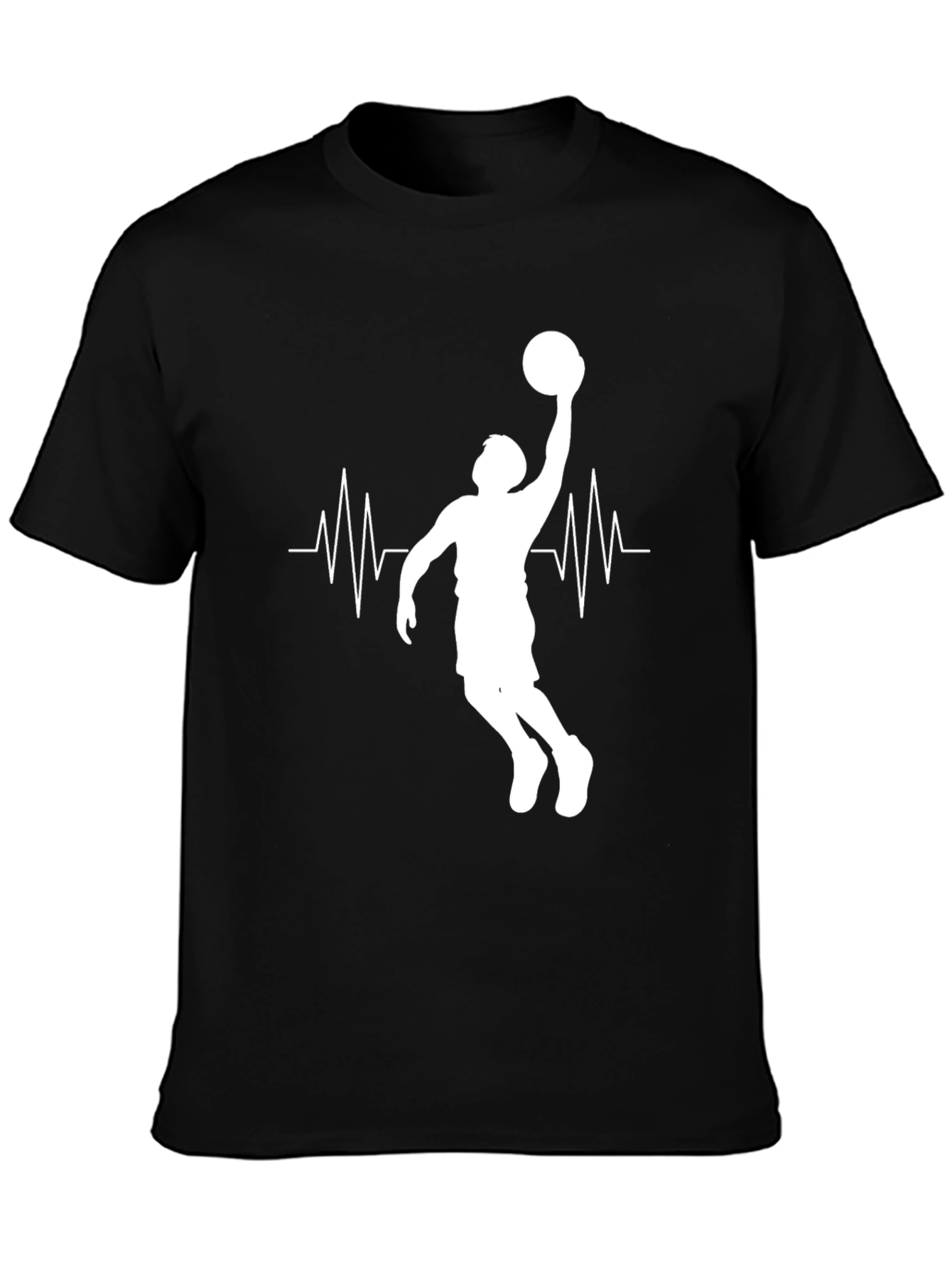 Basketball Heartbeat Graphic Tee - Black