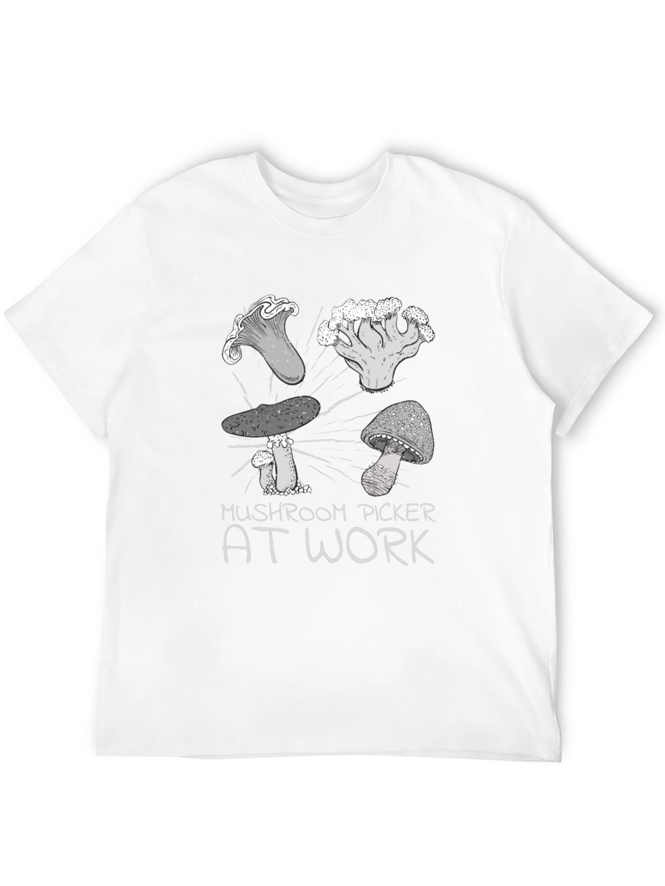 Mushroom Picker at Work T-Shirt - Black