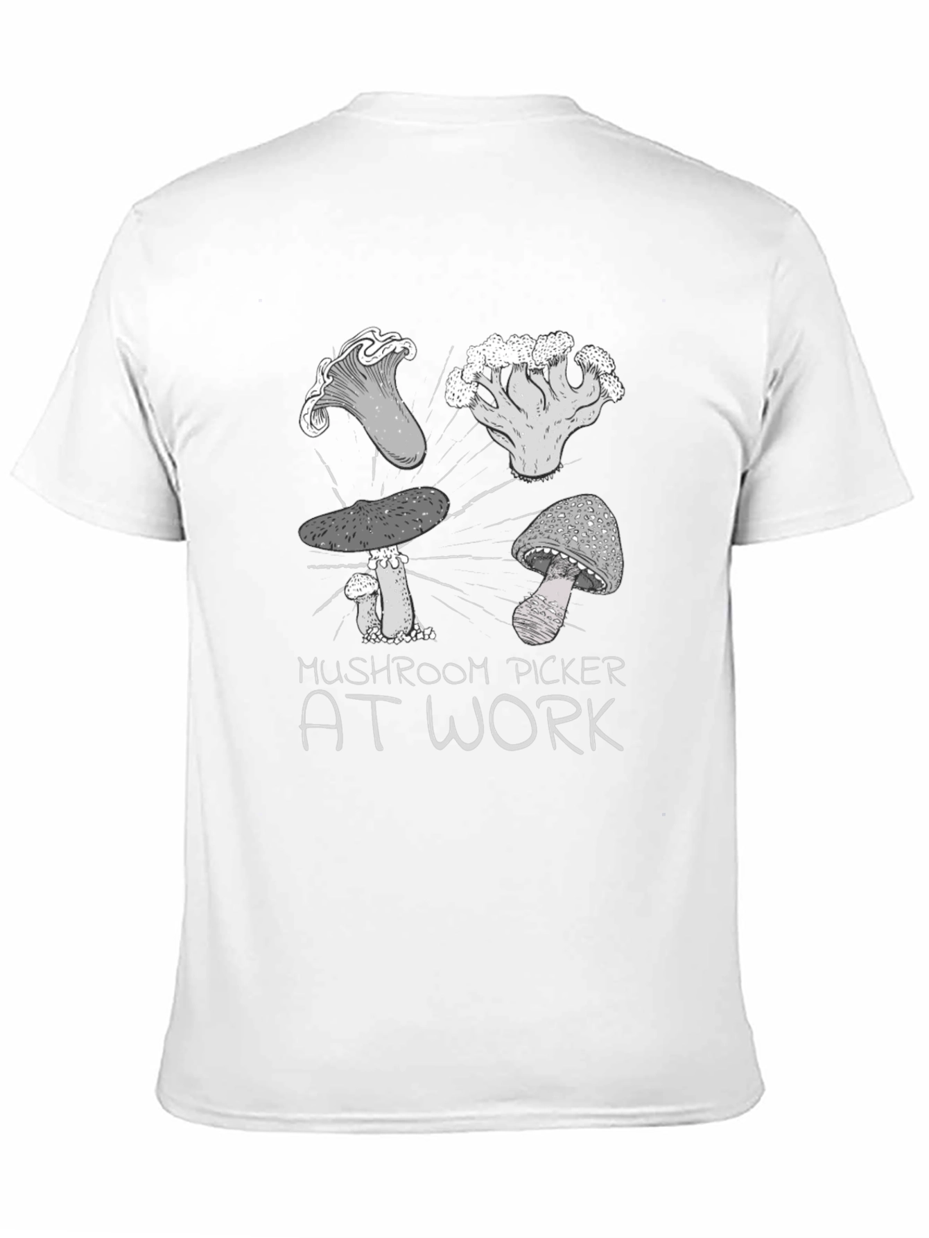 Mushroom Picker at Work T-Shirt - Black