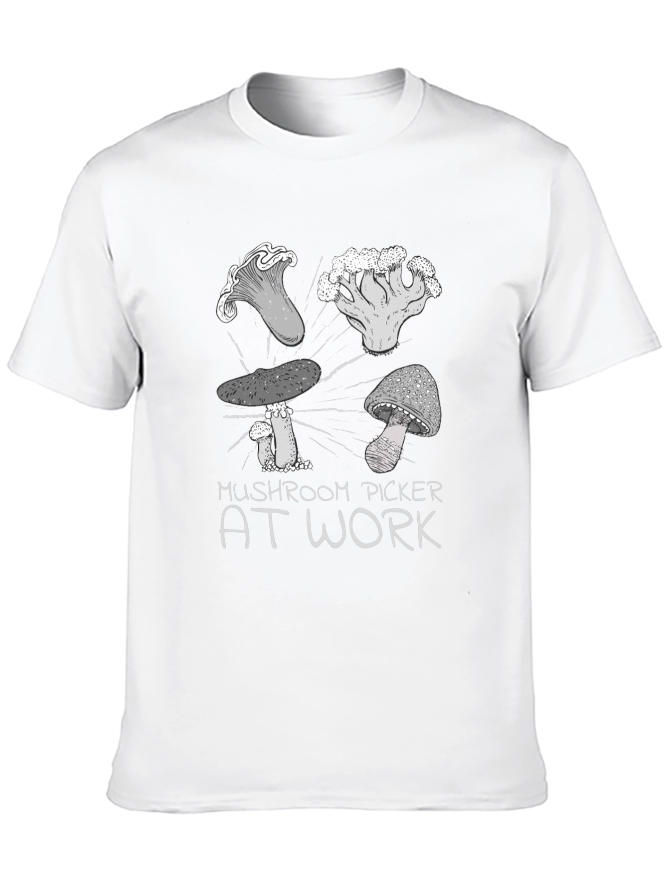 Mushroom Picker at Work T-Shirt - Black