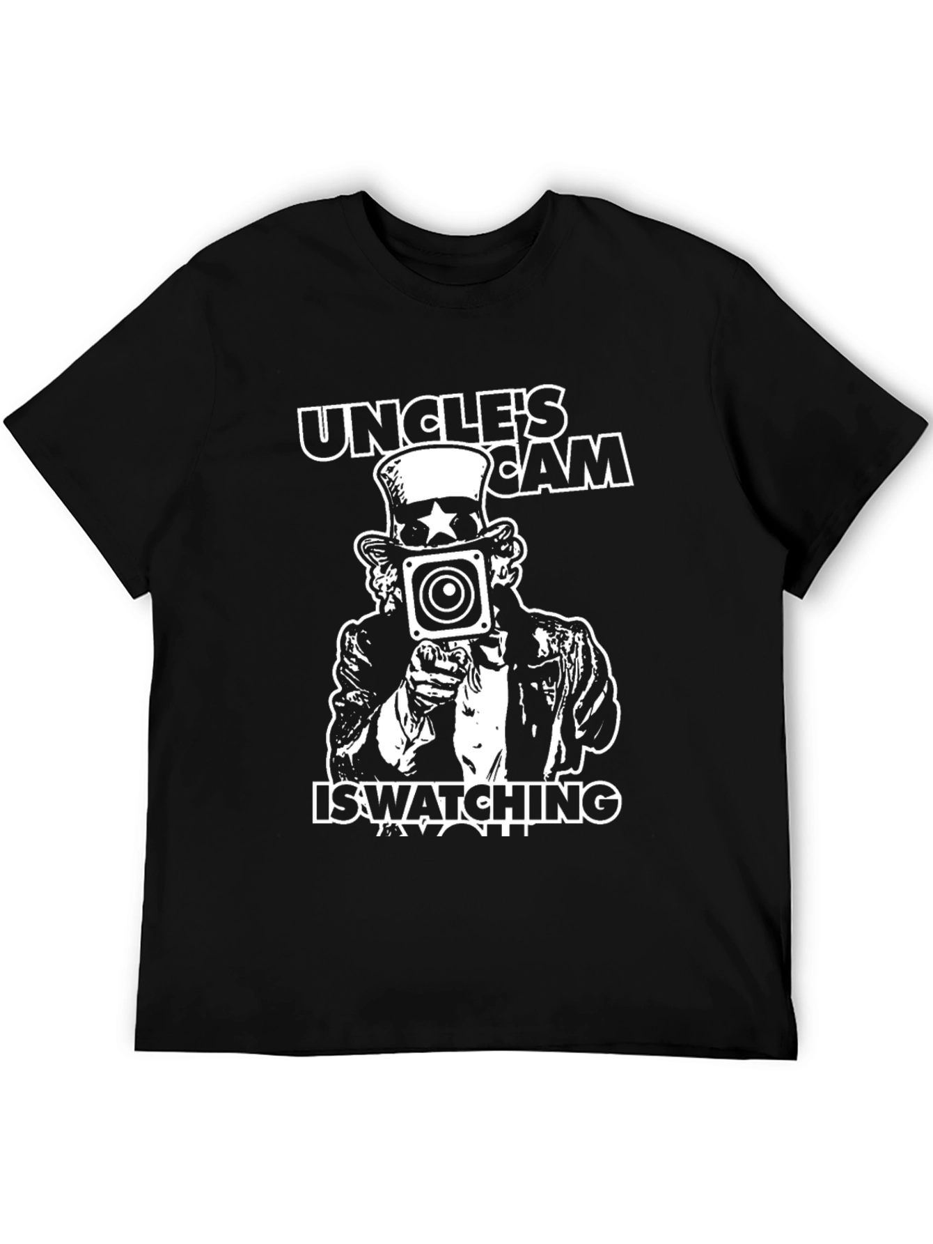 Uncle Sam Camera Graphic T-Shirt - Black