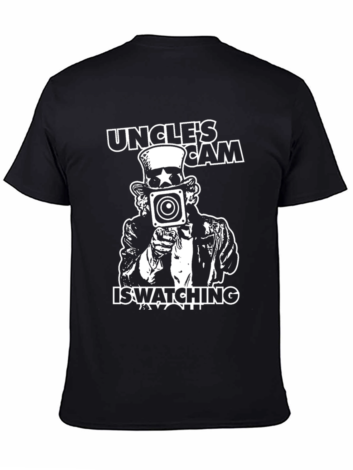 Uncle Sam Camera Graphic T-Shirt - Black