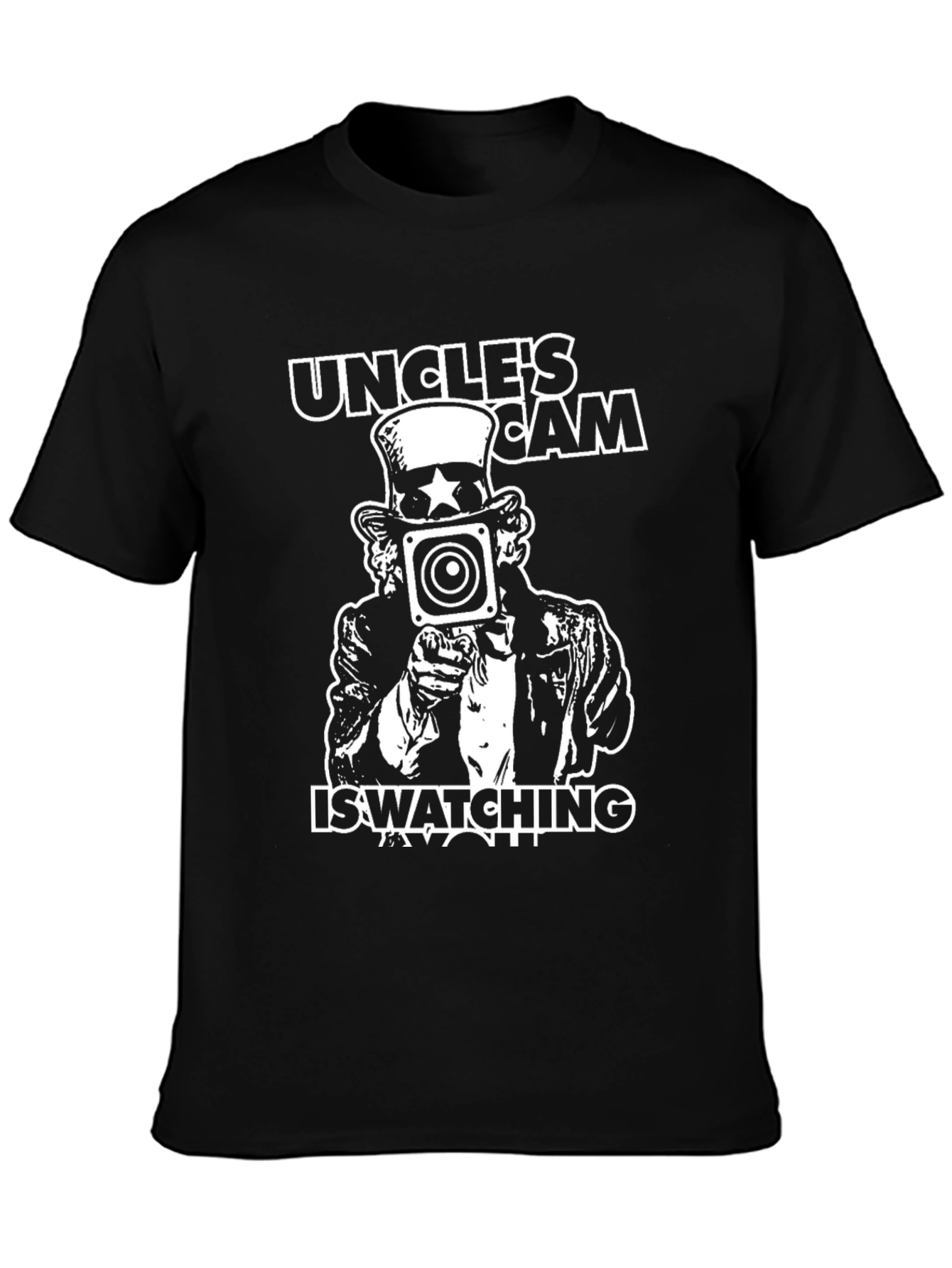 Uncle Sam Camera Graphic T-Shirt - Black