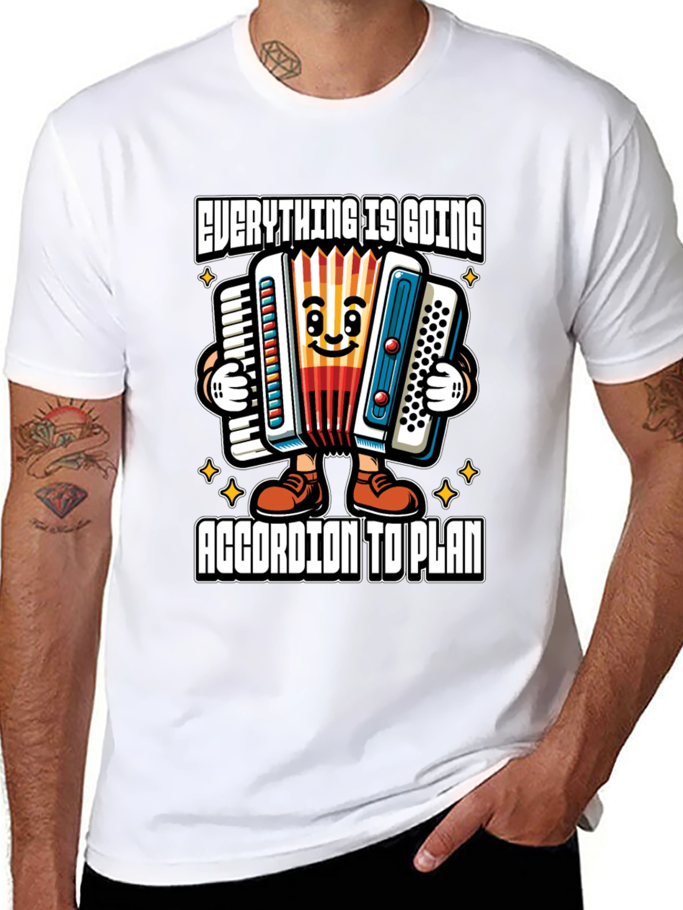 Funny Accordion Cartoon T-Shirt