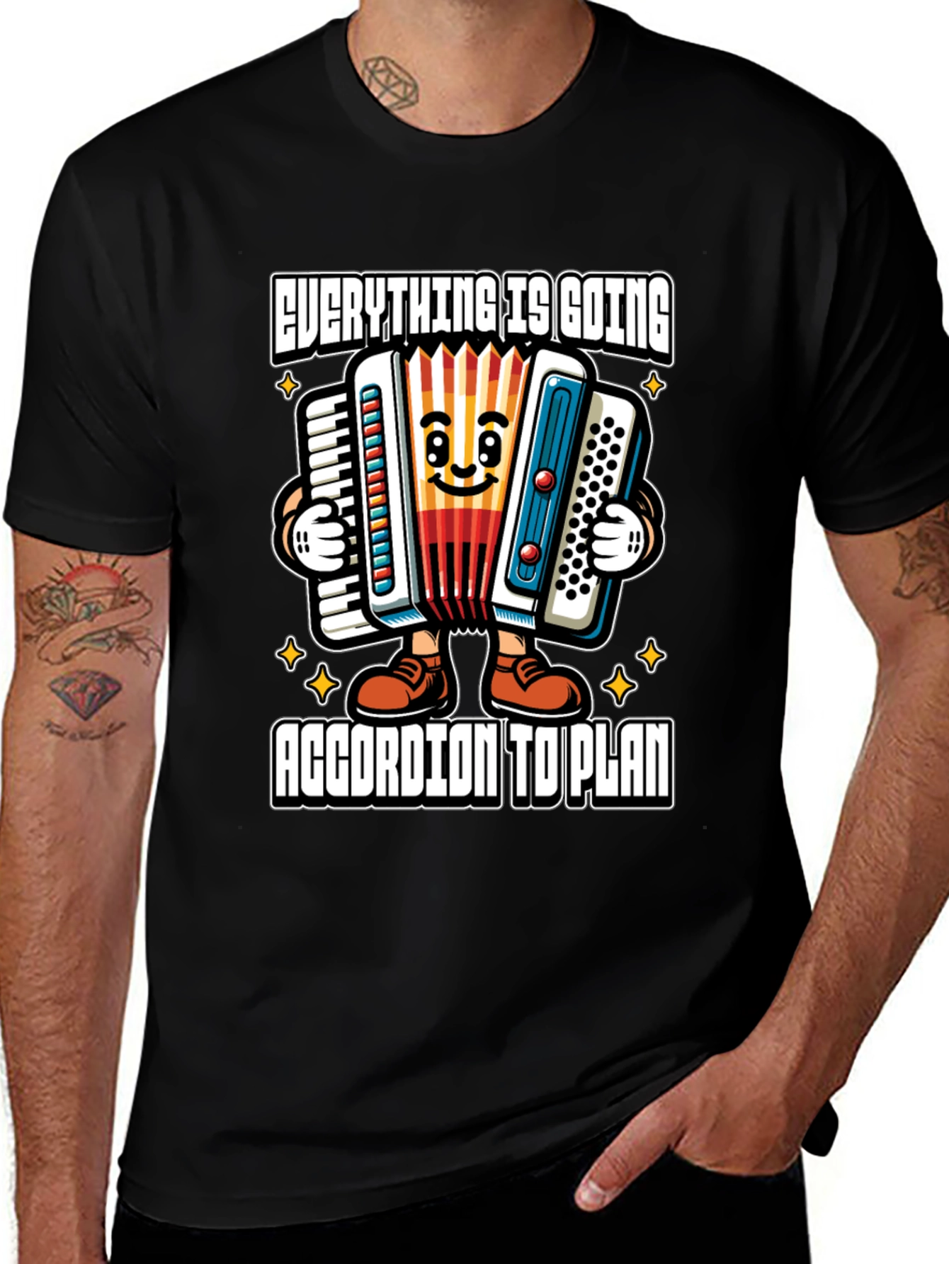 Funny Accordion Cartoon T-Shirt