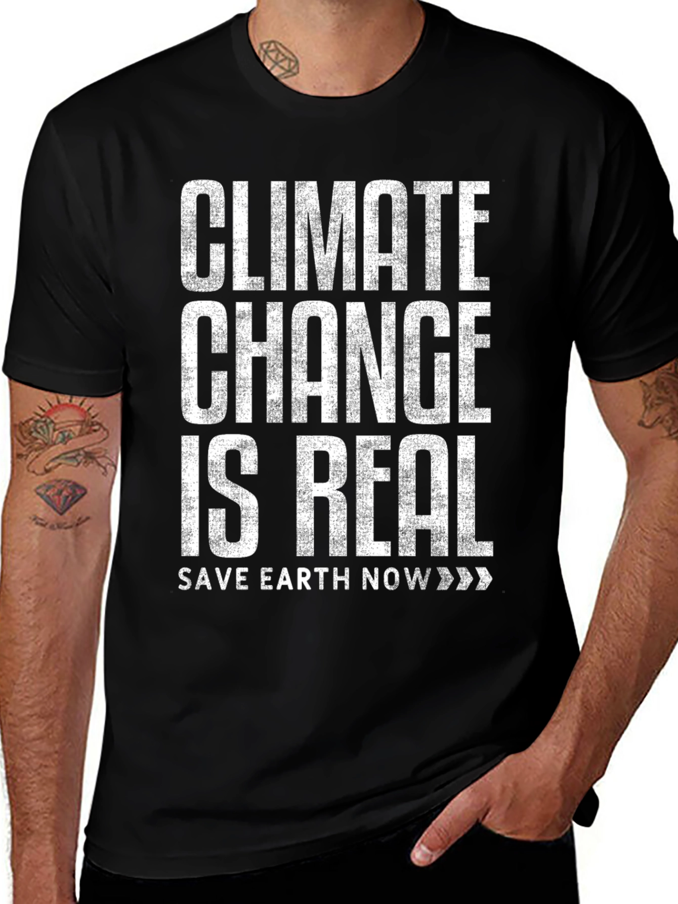 Climate Change Awareness Black Graphic T-Shirt