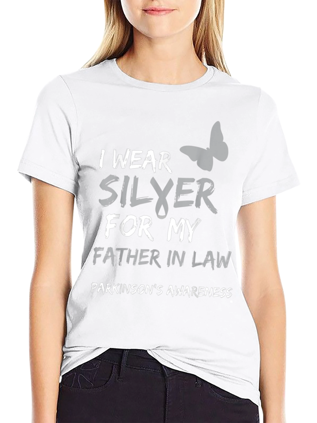 Parkinsons Awareness T-Shirt - Silver Ribbon