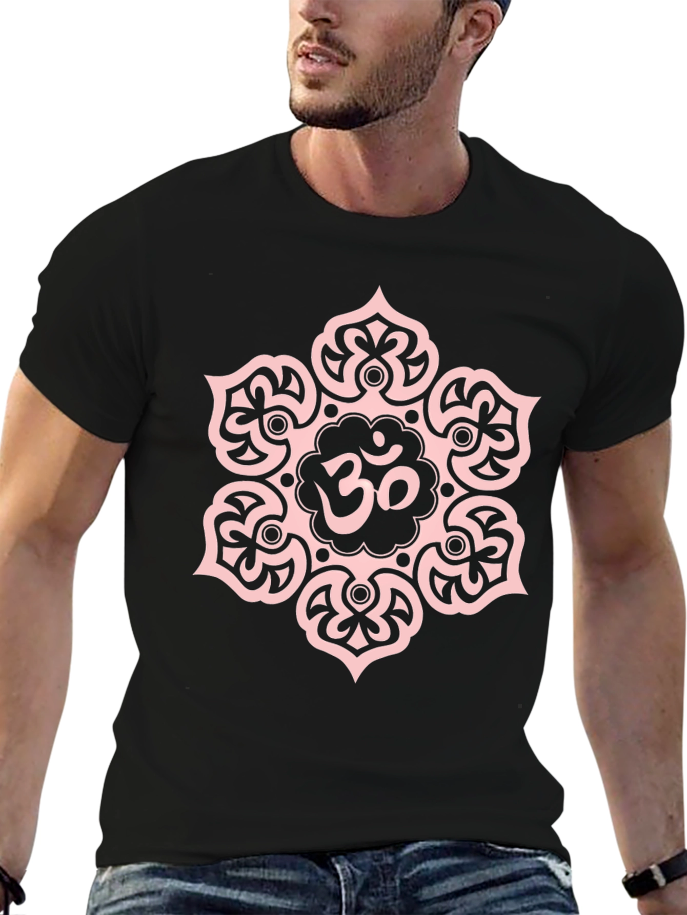 Om Mandala Graphic Tee - Black Cotton Casual Shirt
