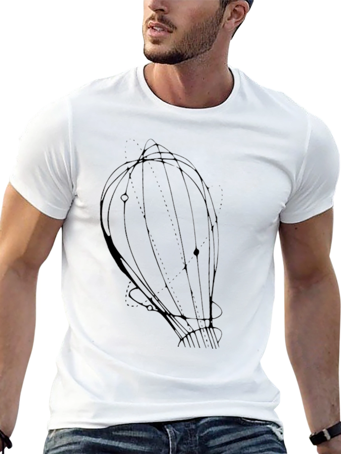 Geometric Balloon Graphic Tee - Stylish Black Cotton T-Shirt