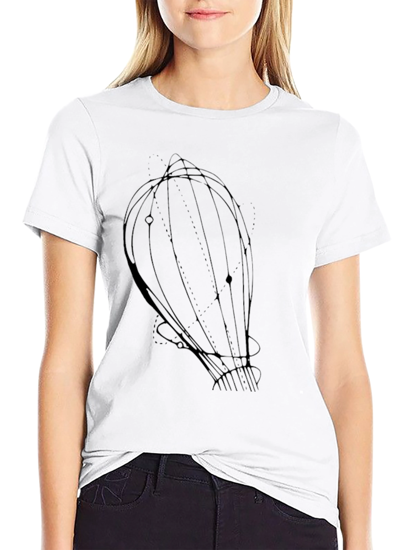 Geometric Balloon Graphic Tee - Stylish Black Cotton T-Shirt