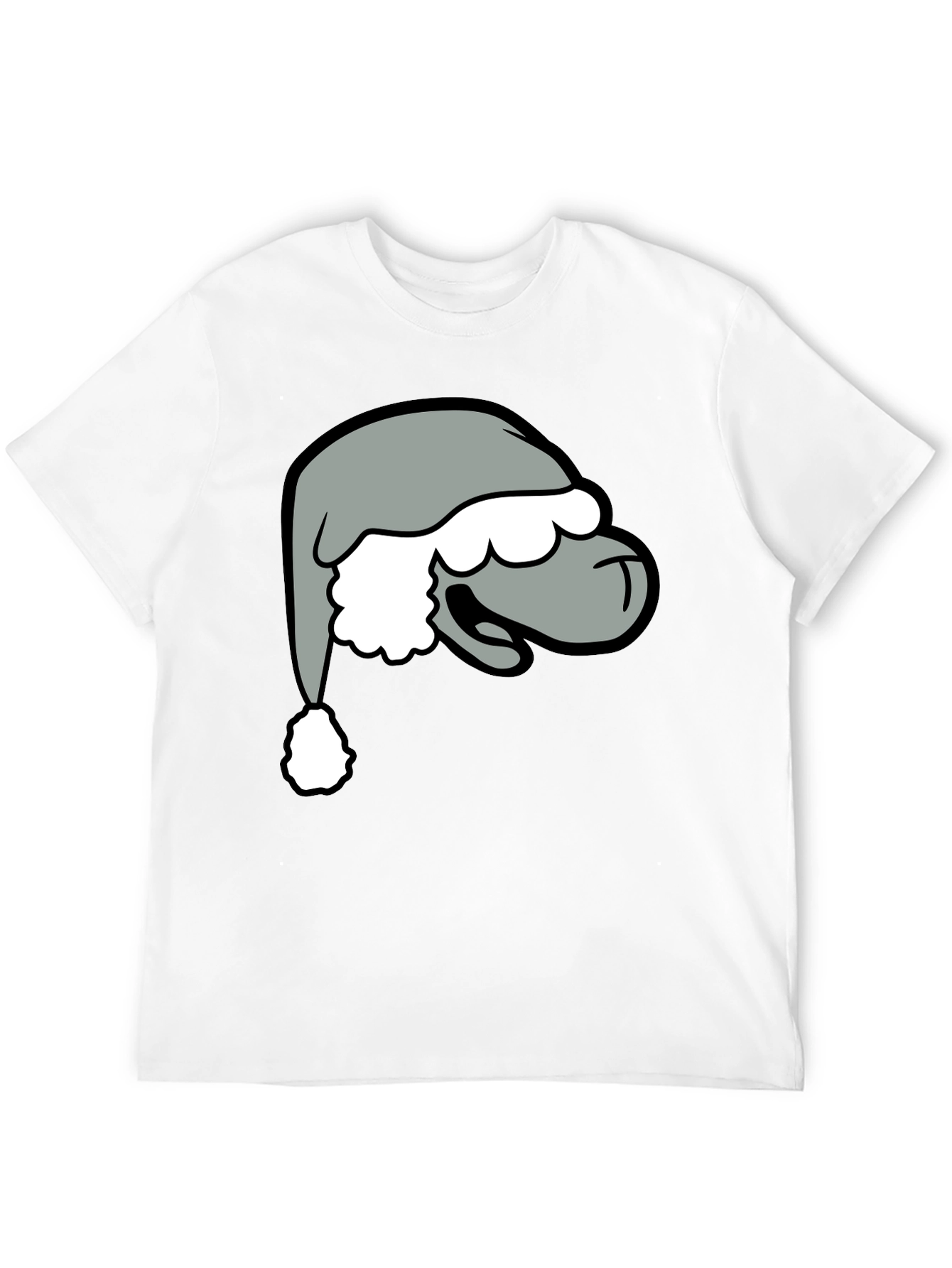 Cartoon Santa Hat Graphic Tee - Black