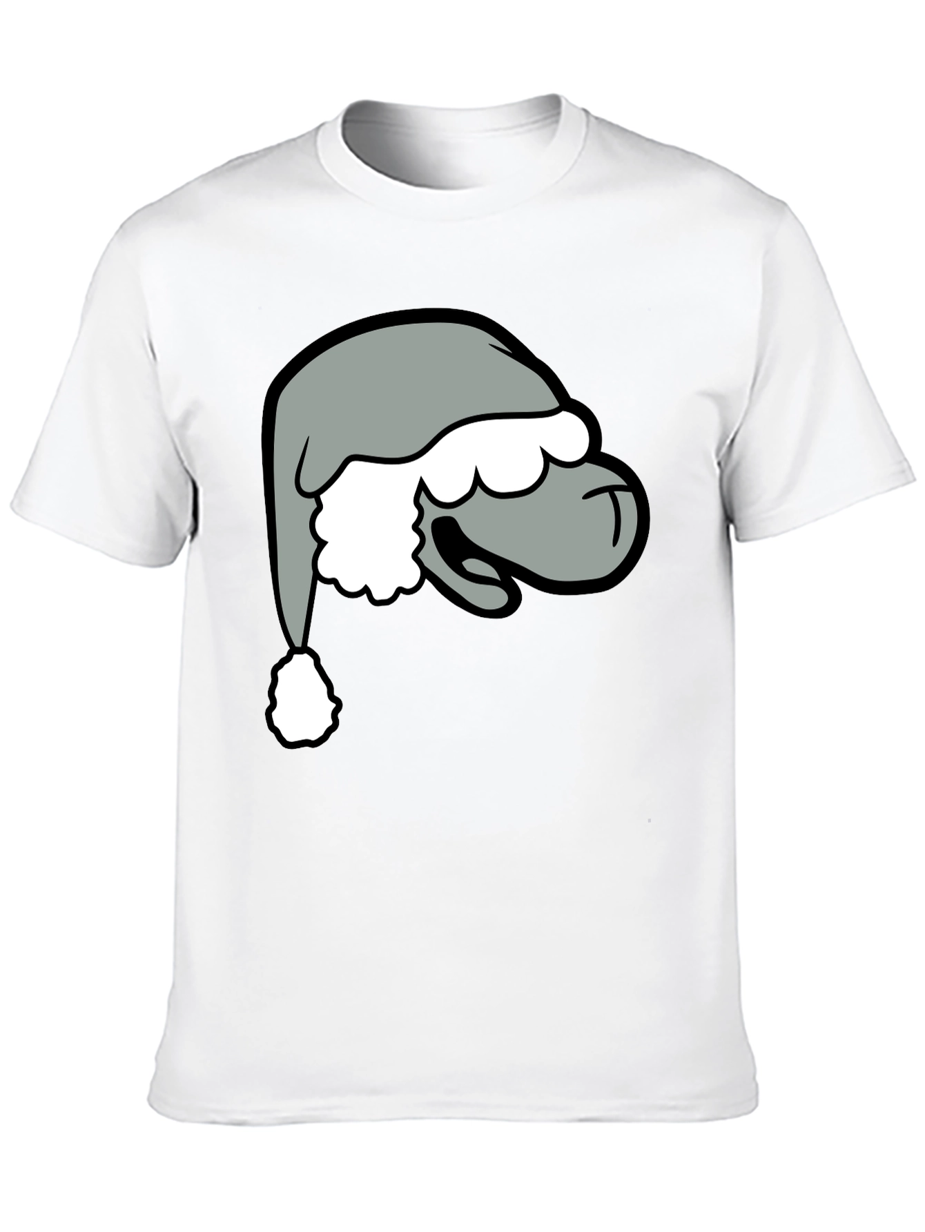 Cartoon Santa Hat Graphic Tee - Black