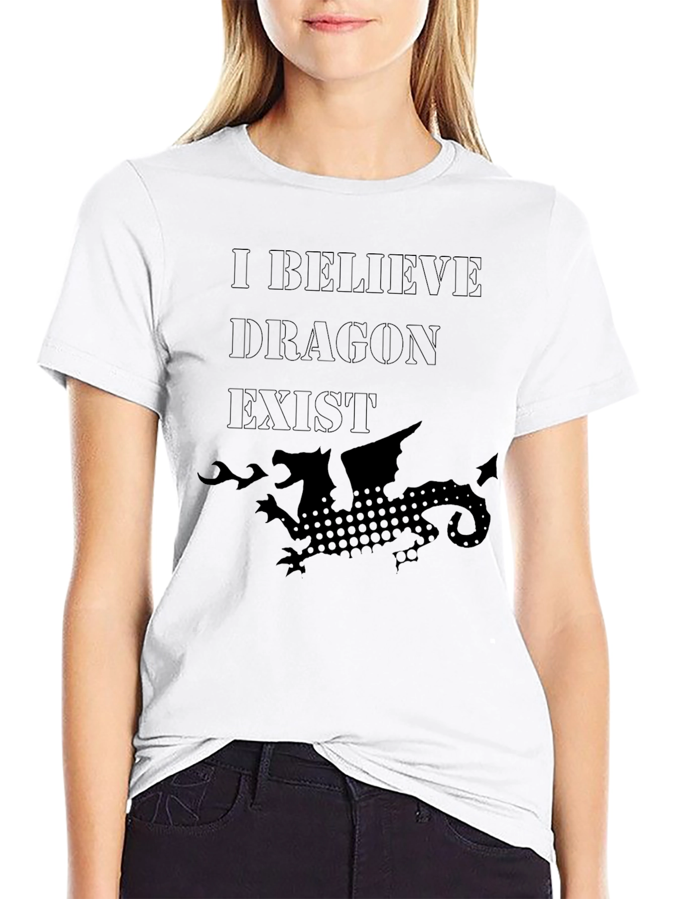 I Believe Dragon Exist Black Graphic T-Shirt