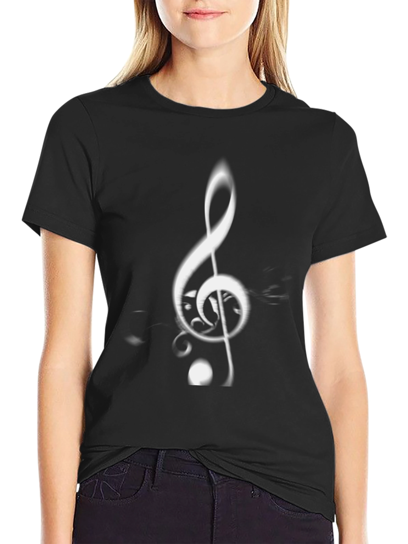 Music Note Graphic Tee - Stylish Black T-Shirt