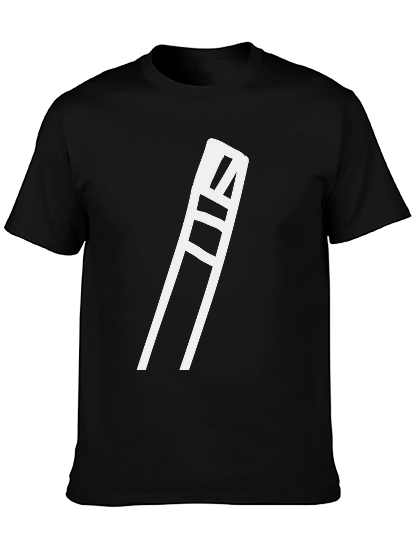 Mens Black Graphic Tee - White Ladder Design
