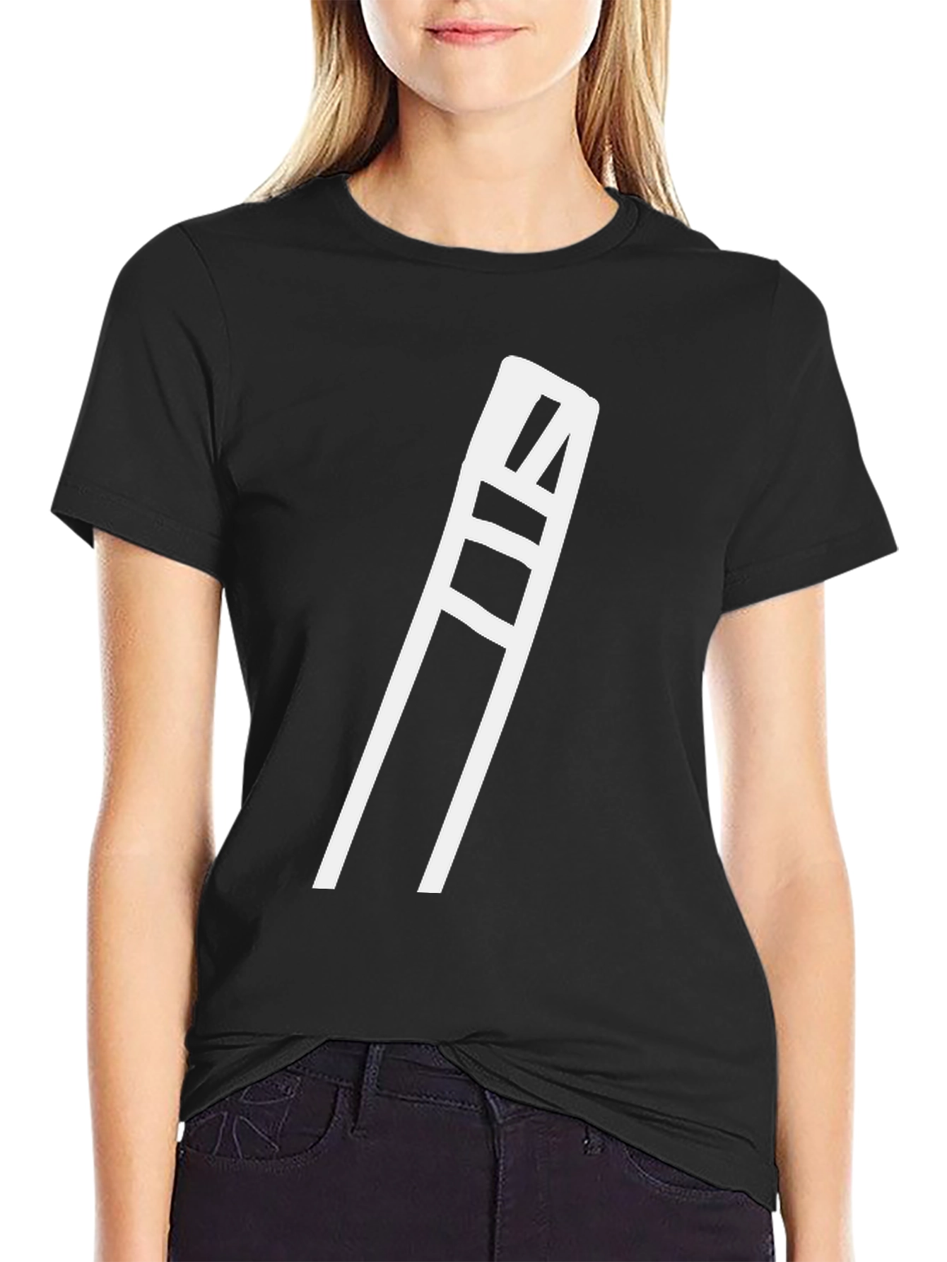 Mens Black Graphic Tee - White Ladder Design