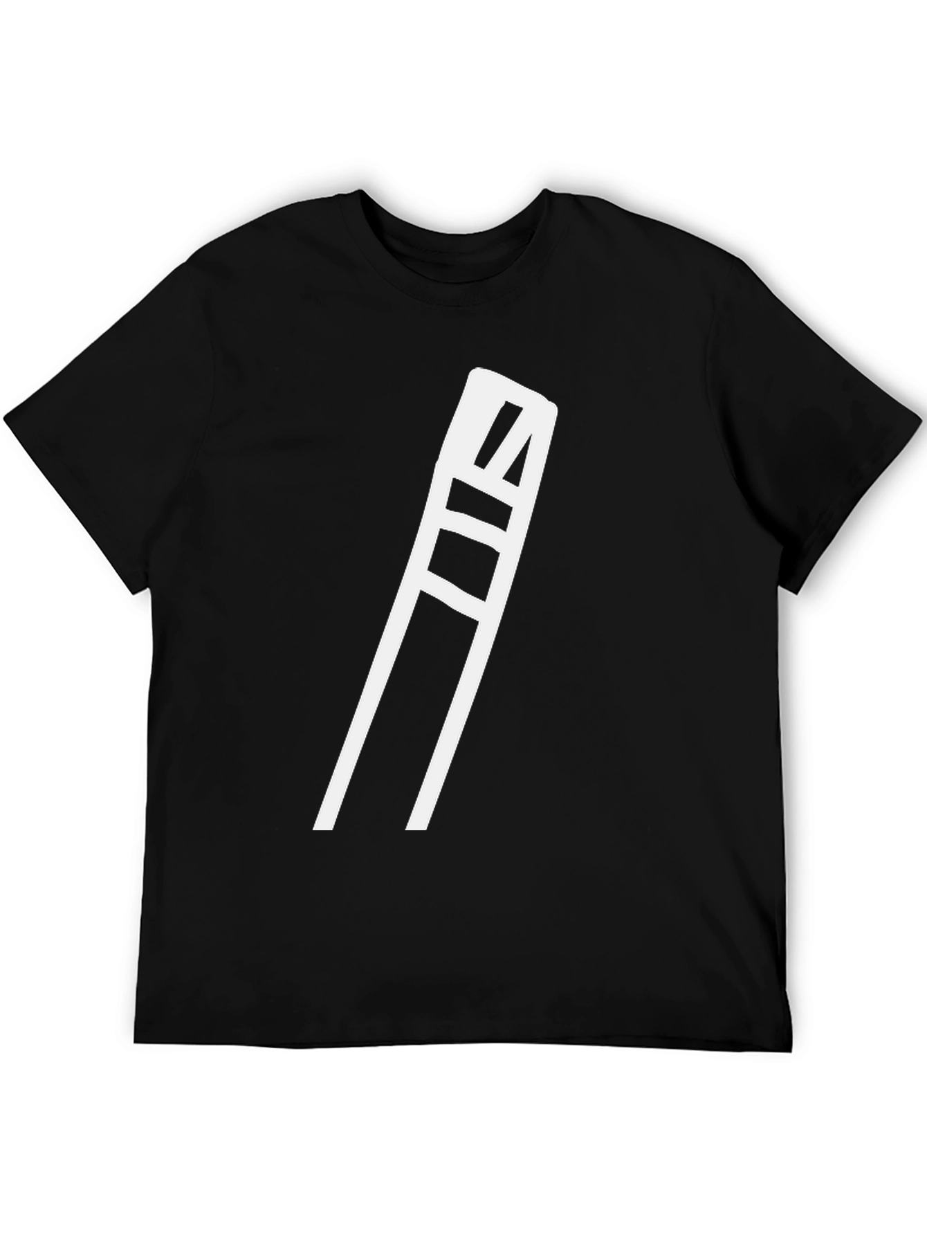 Mens Black Graphic Tee - White Ladder Design