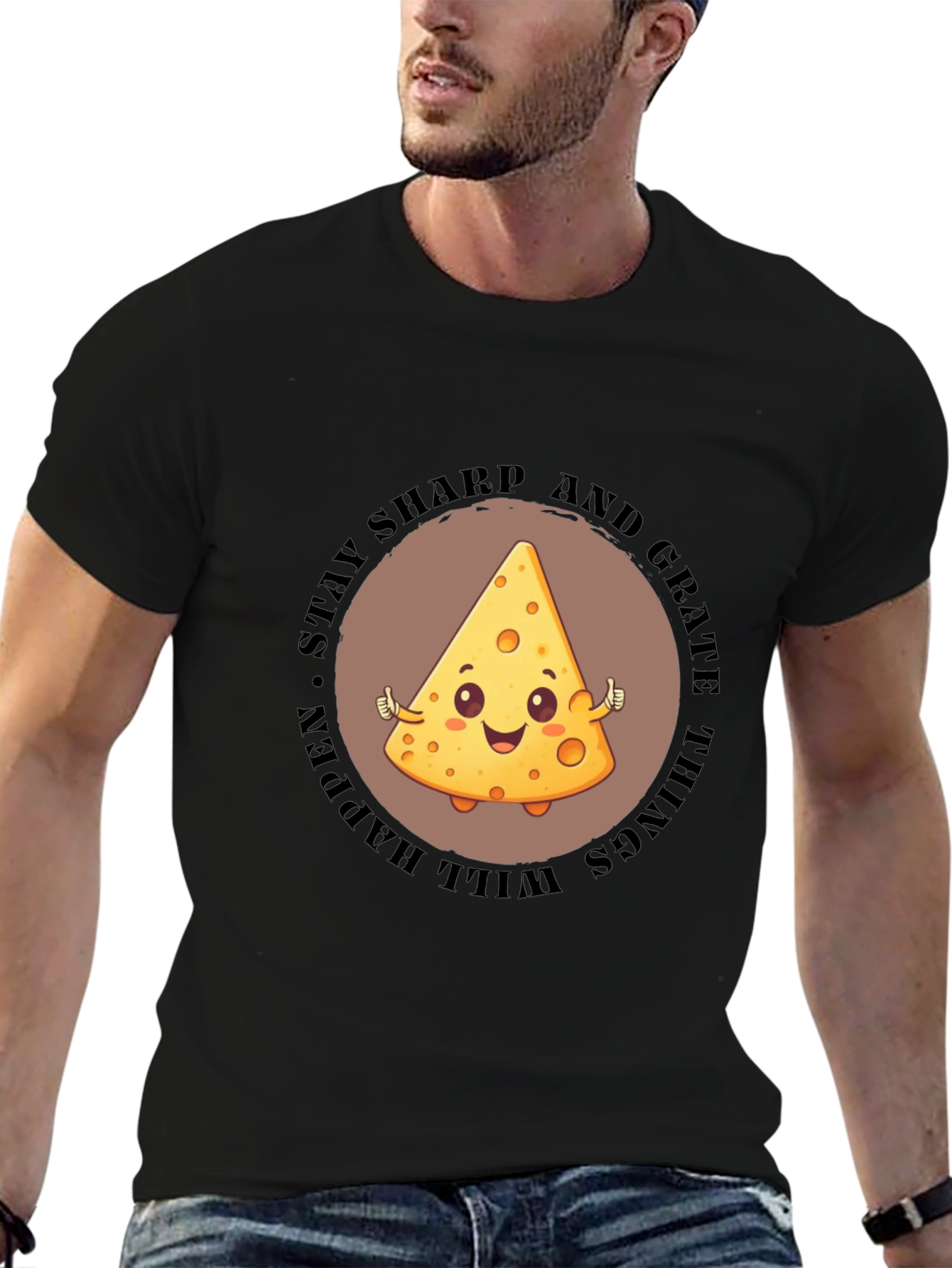Stay Sharp Cheese Graphic T-Shirt