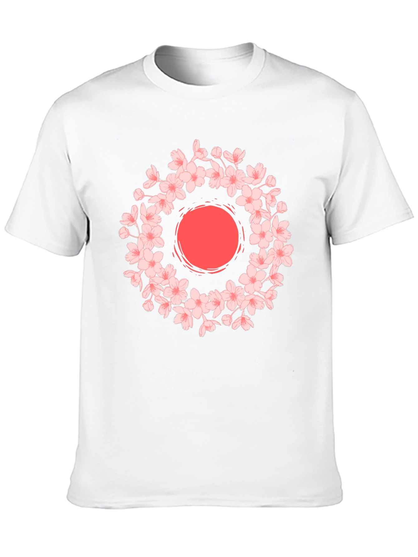 Cherry Blossom Sun Graphic Tee - Black Cotton Blend