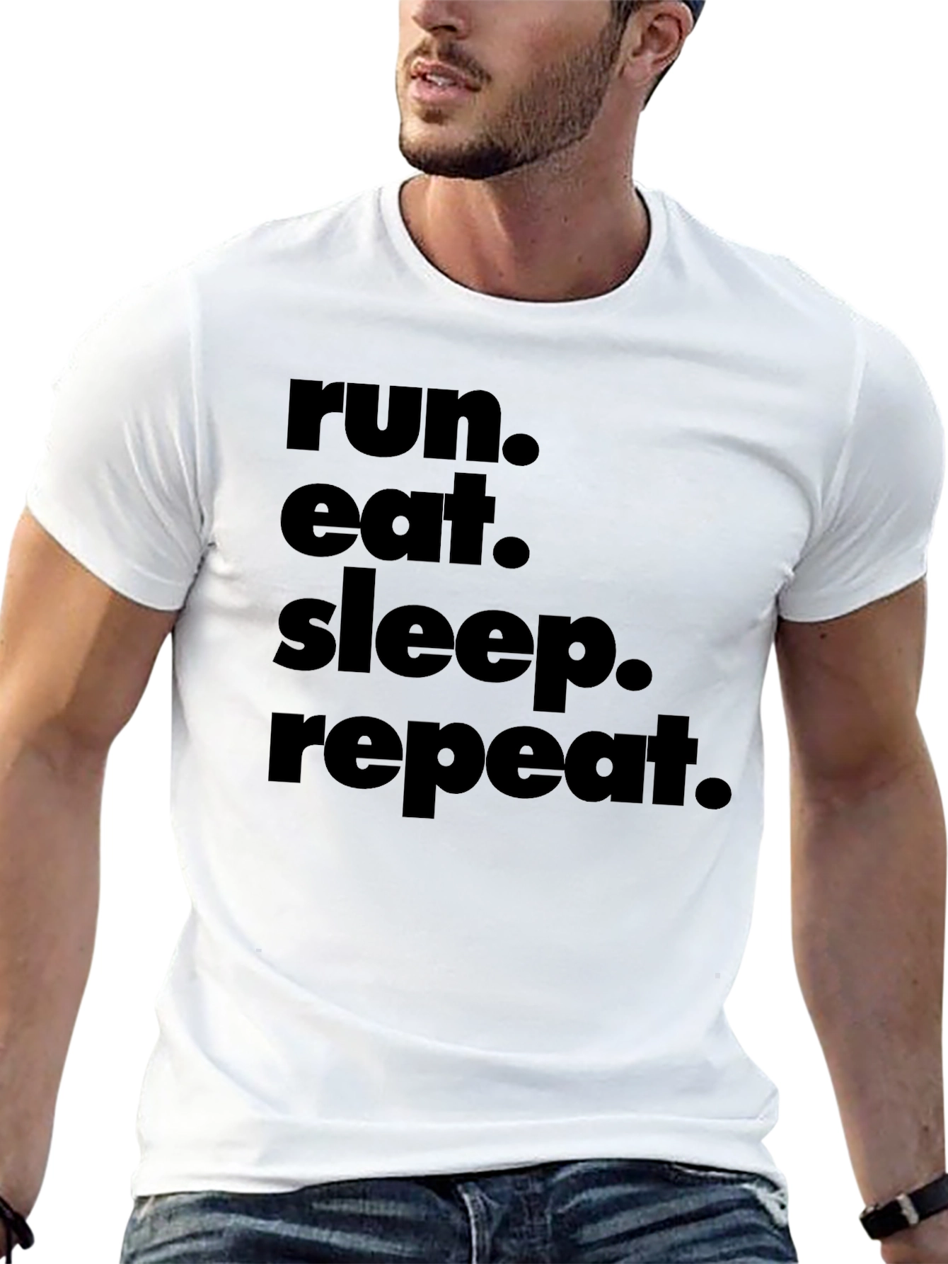 Run Eat Sleep Repeat Graphic Tee - Black