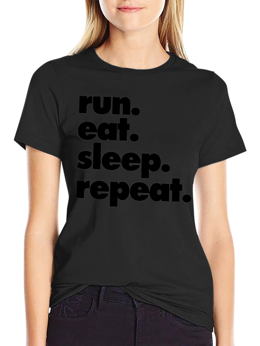 Run Eat Sleep Repeat Graphic Tee - Black
