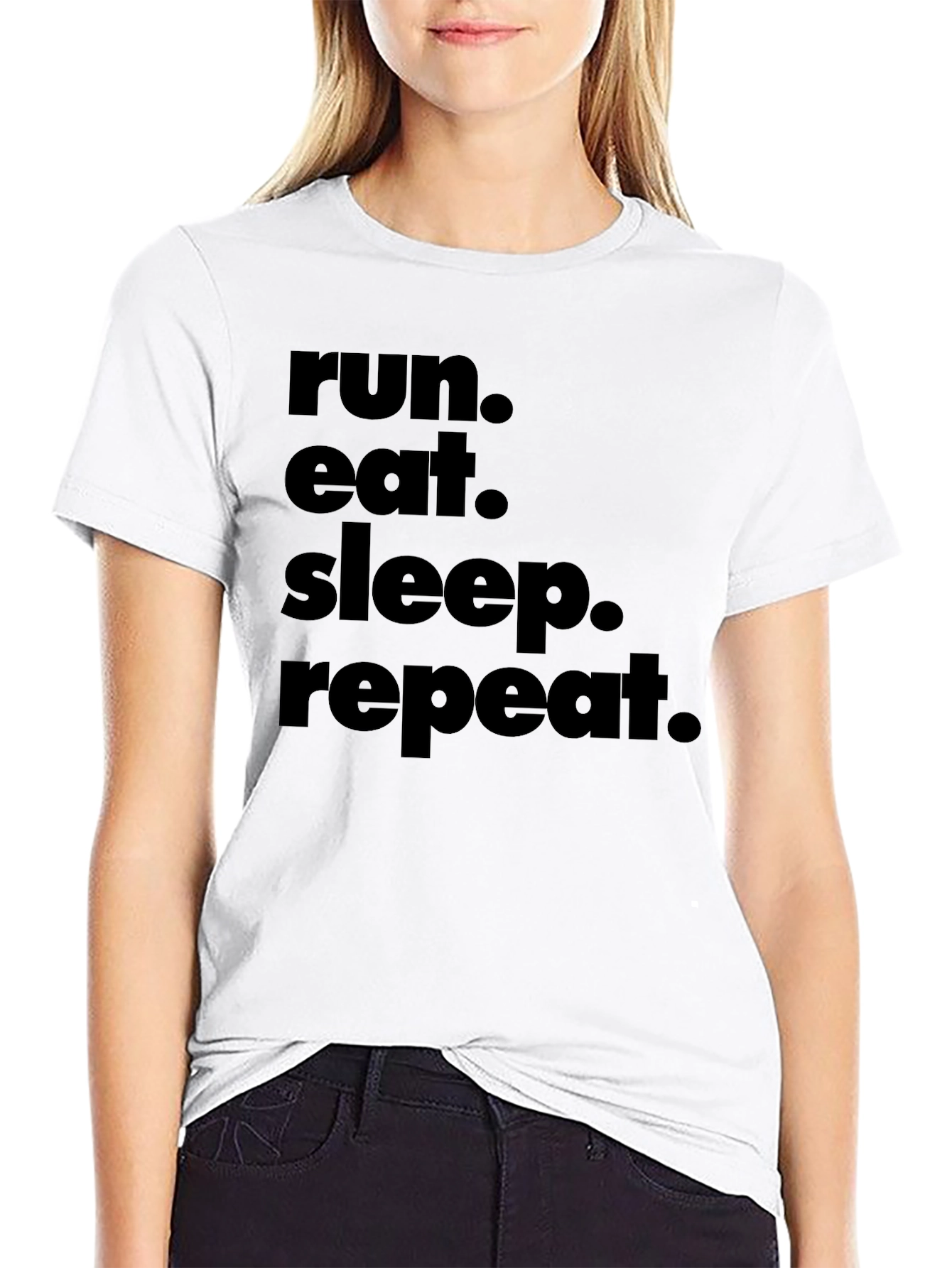 Run Eat Sleep Repeat Graphic Tee - Black