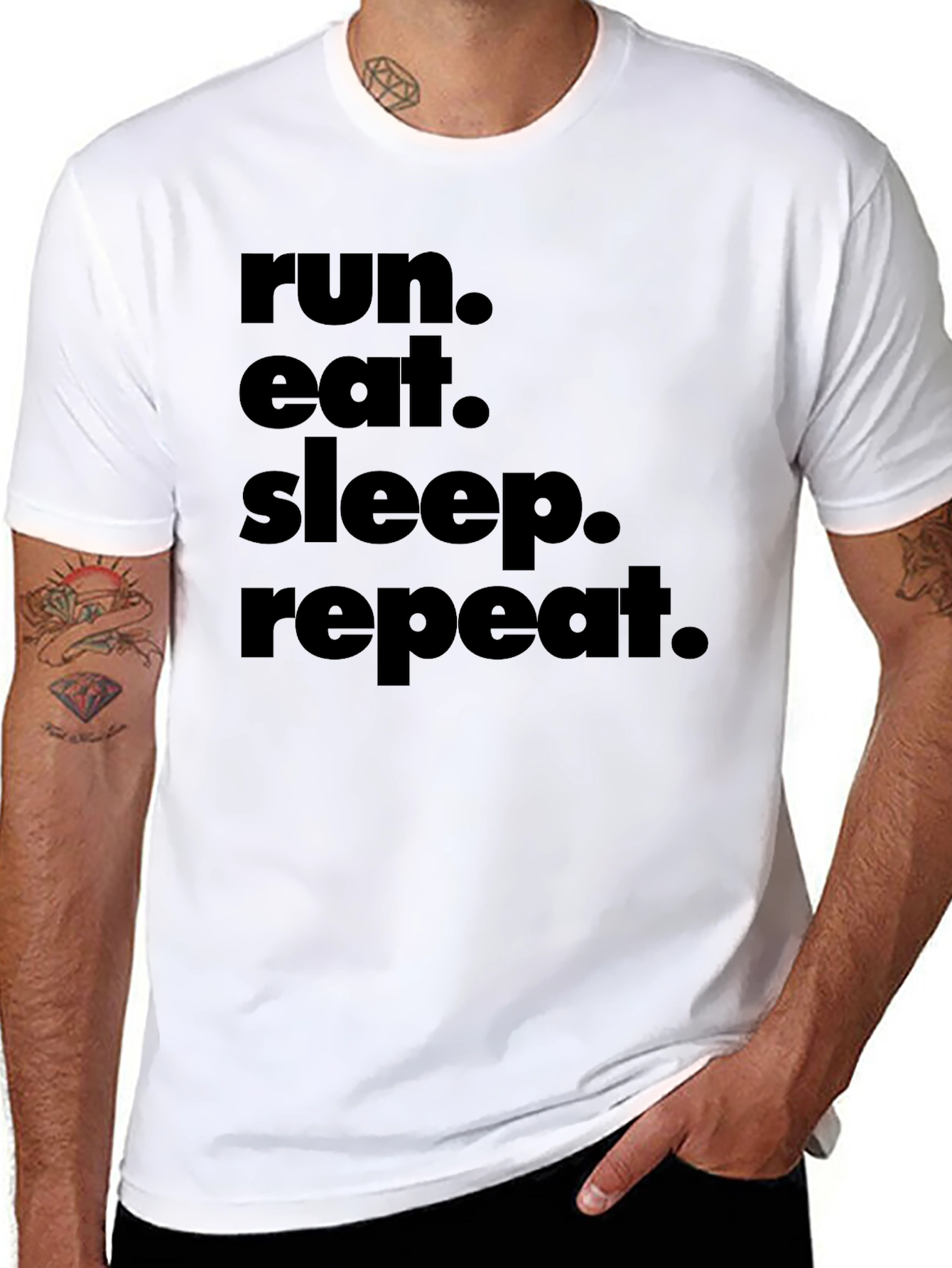 Run Eat Sleep Repeat Graphic Tee - Black