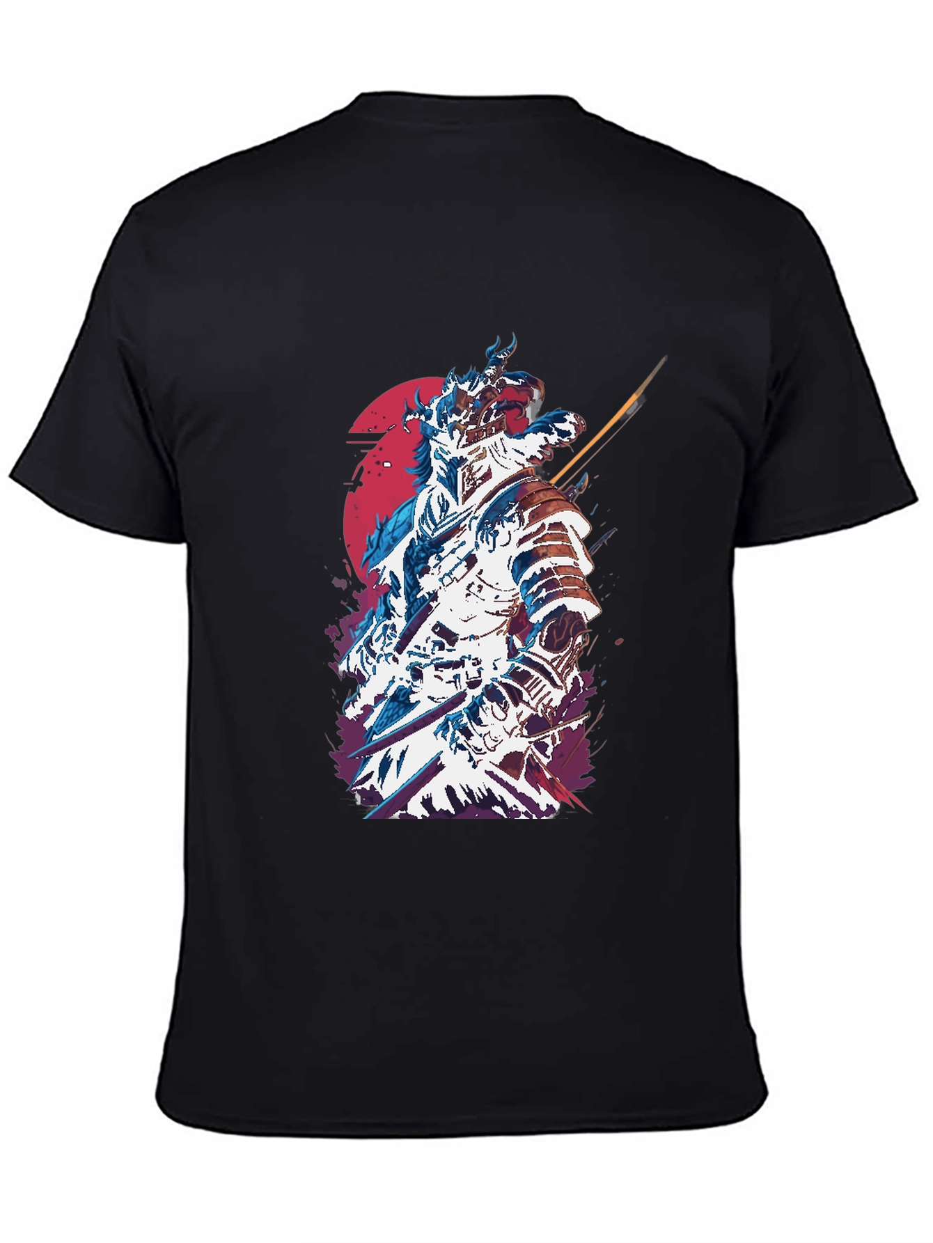 Samurai Graphic Print Mens Black T-Shirt