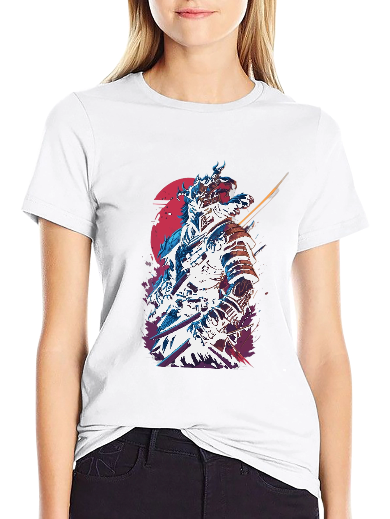 Samurai Graphic Print Mens Black T-Shirt