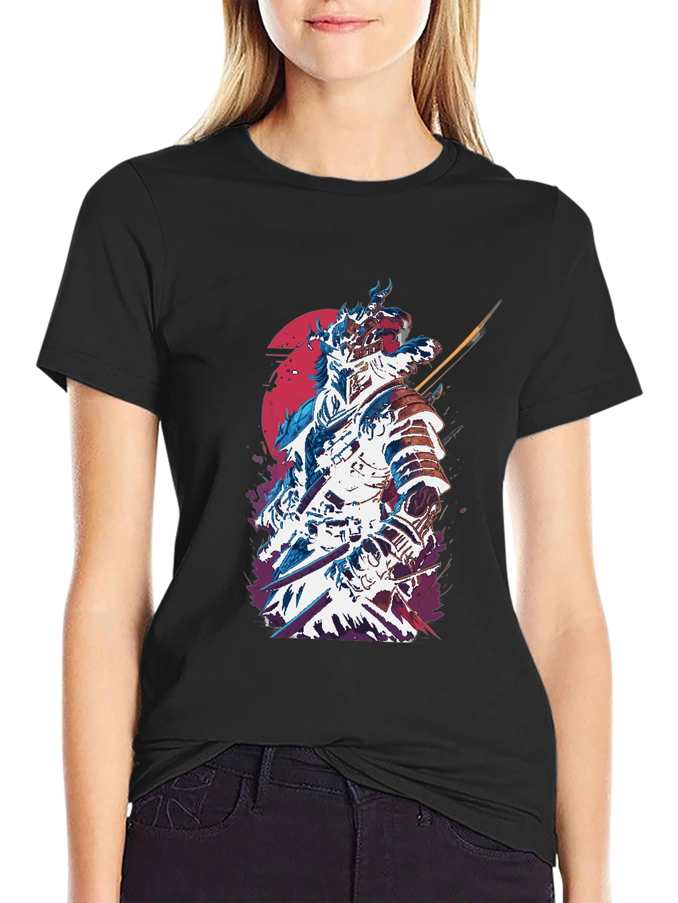 Samurai Graphic Print Mens Black T-Shirt
