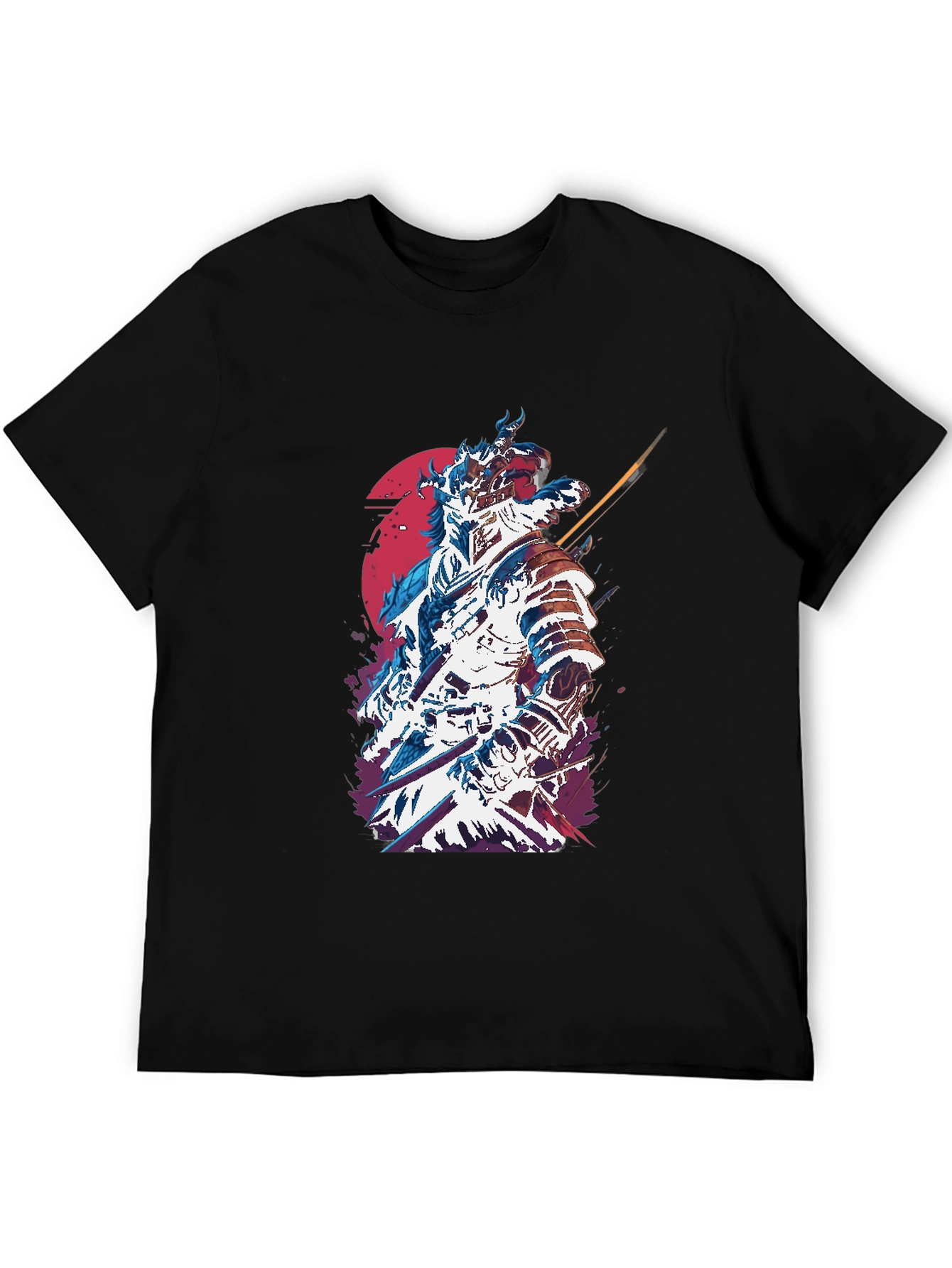 Samurai Graphic Print Mens Black T-Shirt