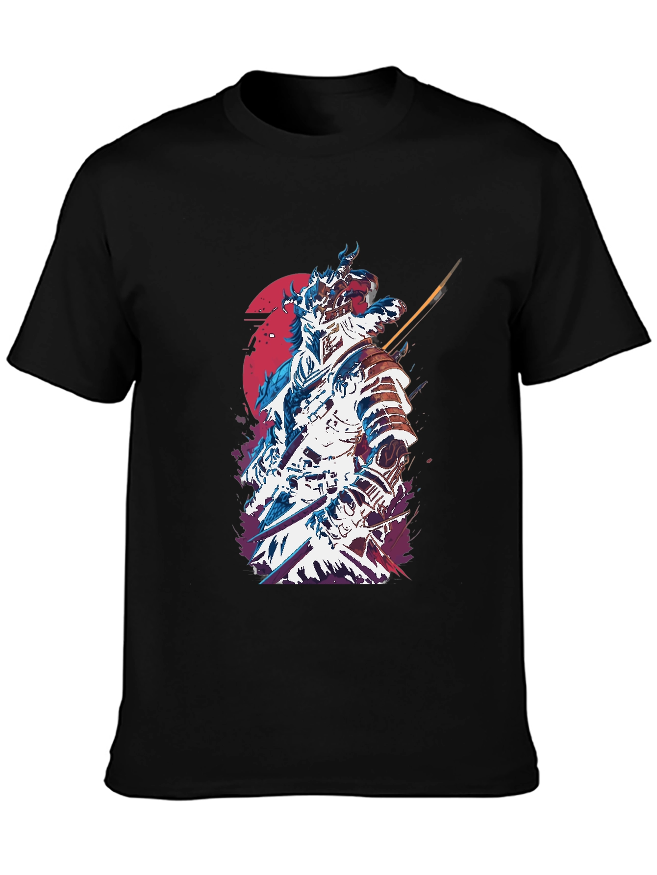 Samurai Graphic Print Mens Black T-Shirt