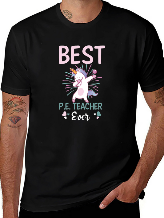 Best P.E. Teacher Ever Unicorn Dabbing T-Shirt
