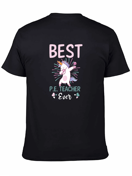 Best P.E. Teacher Ever Unicorn Dabbing T-Shirt