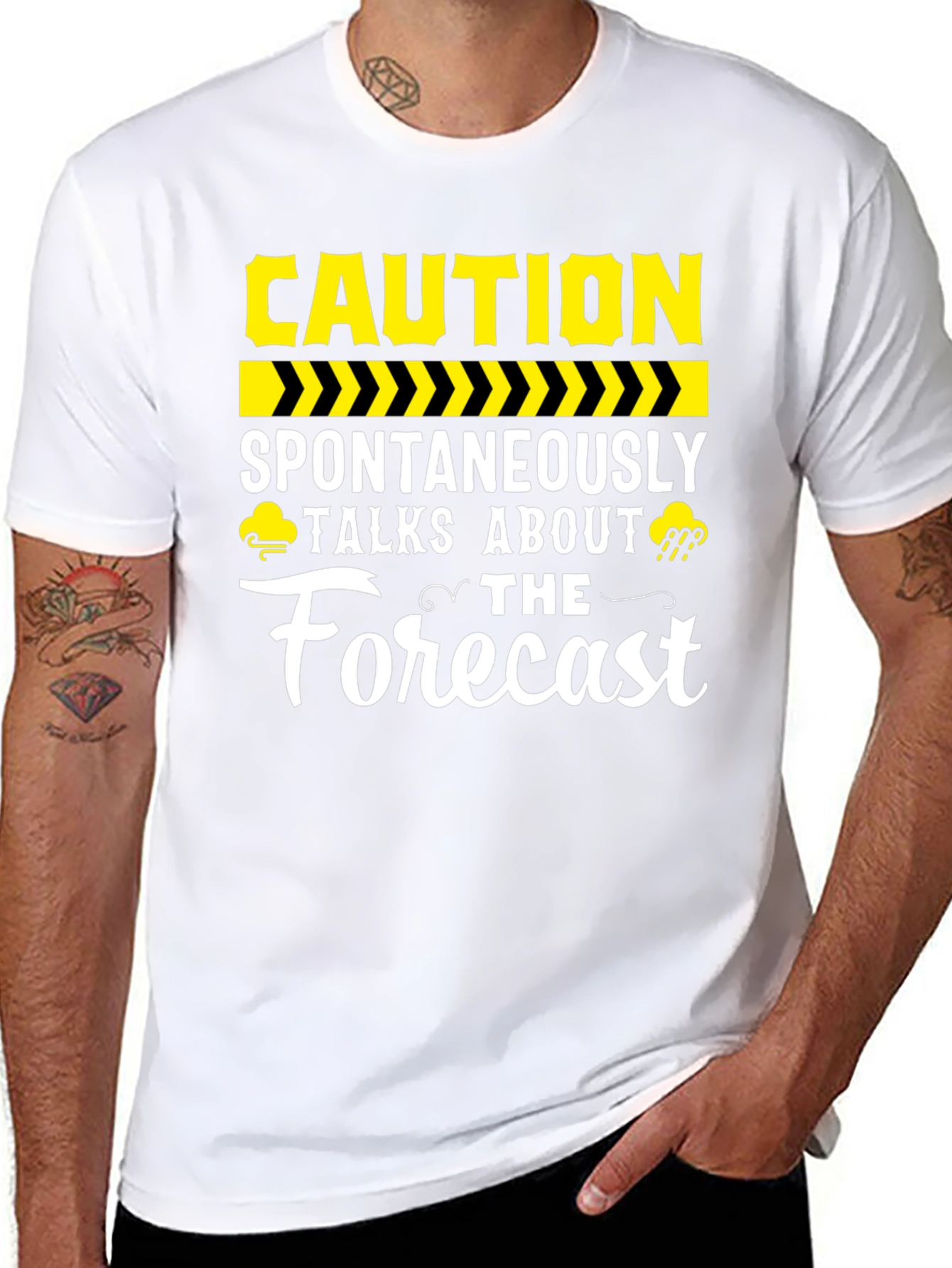 Caution Spontaneously Talks About The Forecast Black T-Shirt