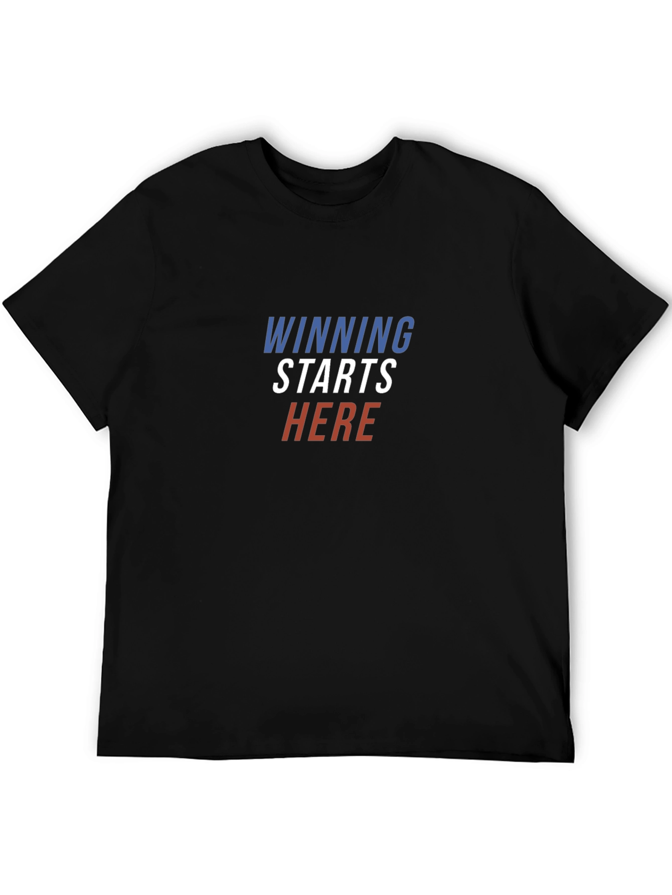 Winning Starts Here Black Graphic T-Shirt