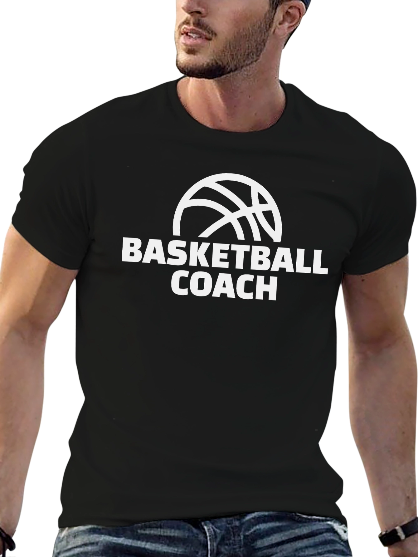 Basketball Coach T-Shirt - Black Cotton Tee