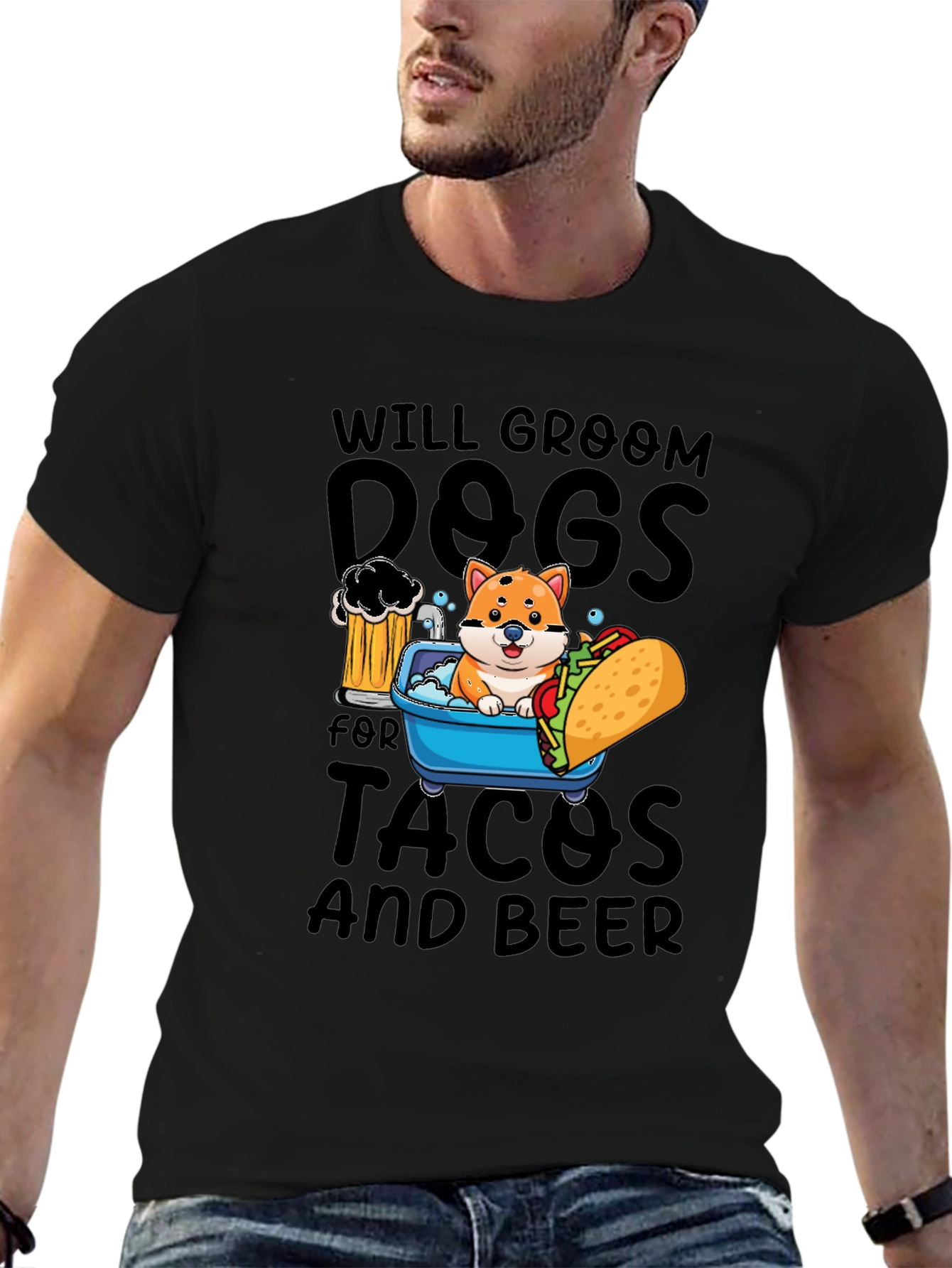 Will Groom Dogs for Tacos and Beer T-Shirt