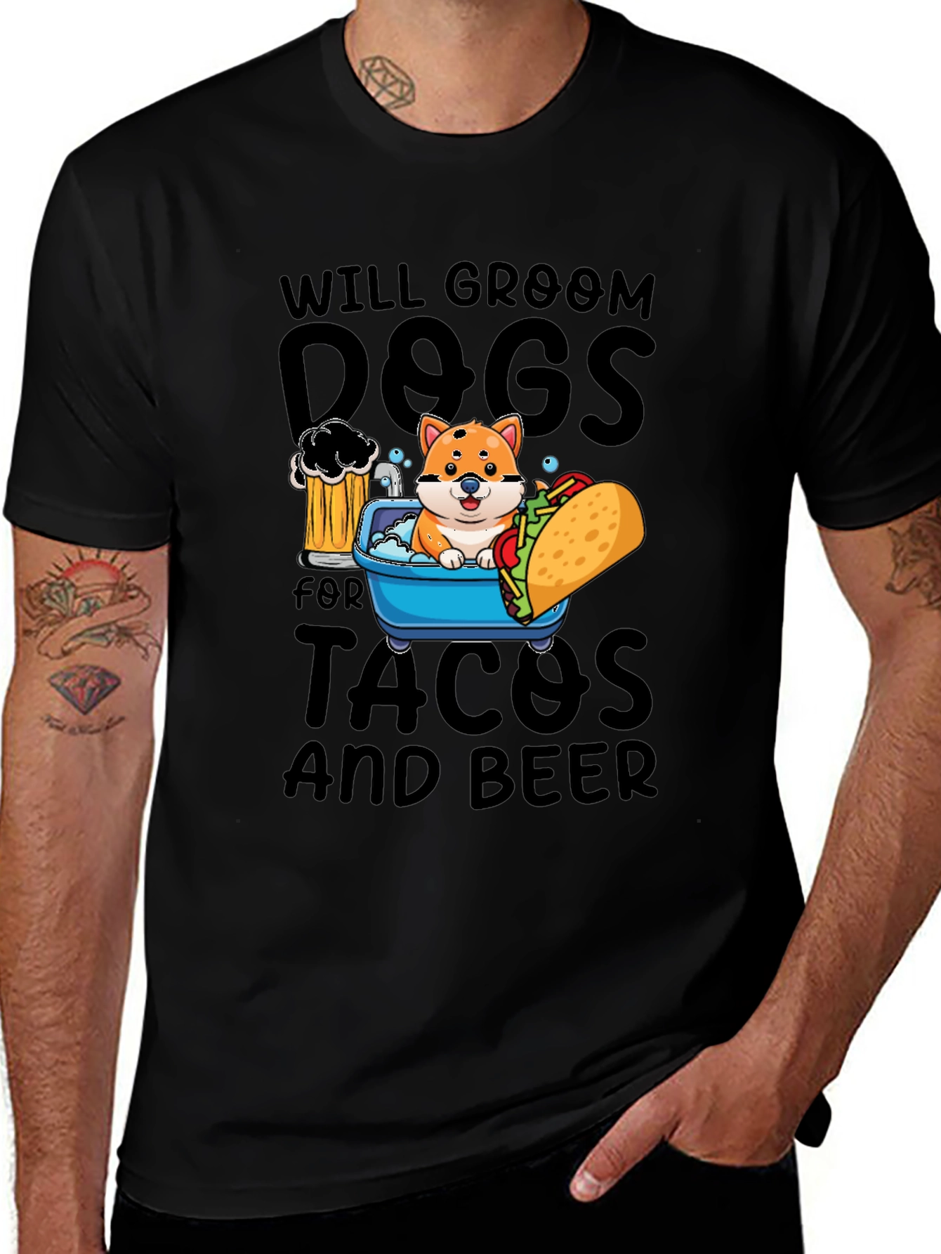 Will Groom Dogs for Tacos and Beer T-Shirt