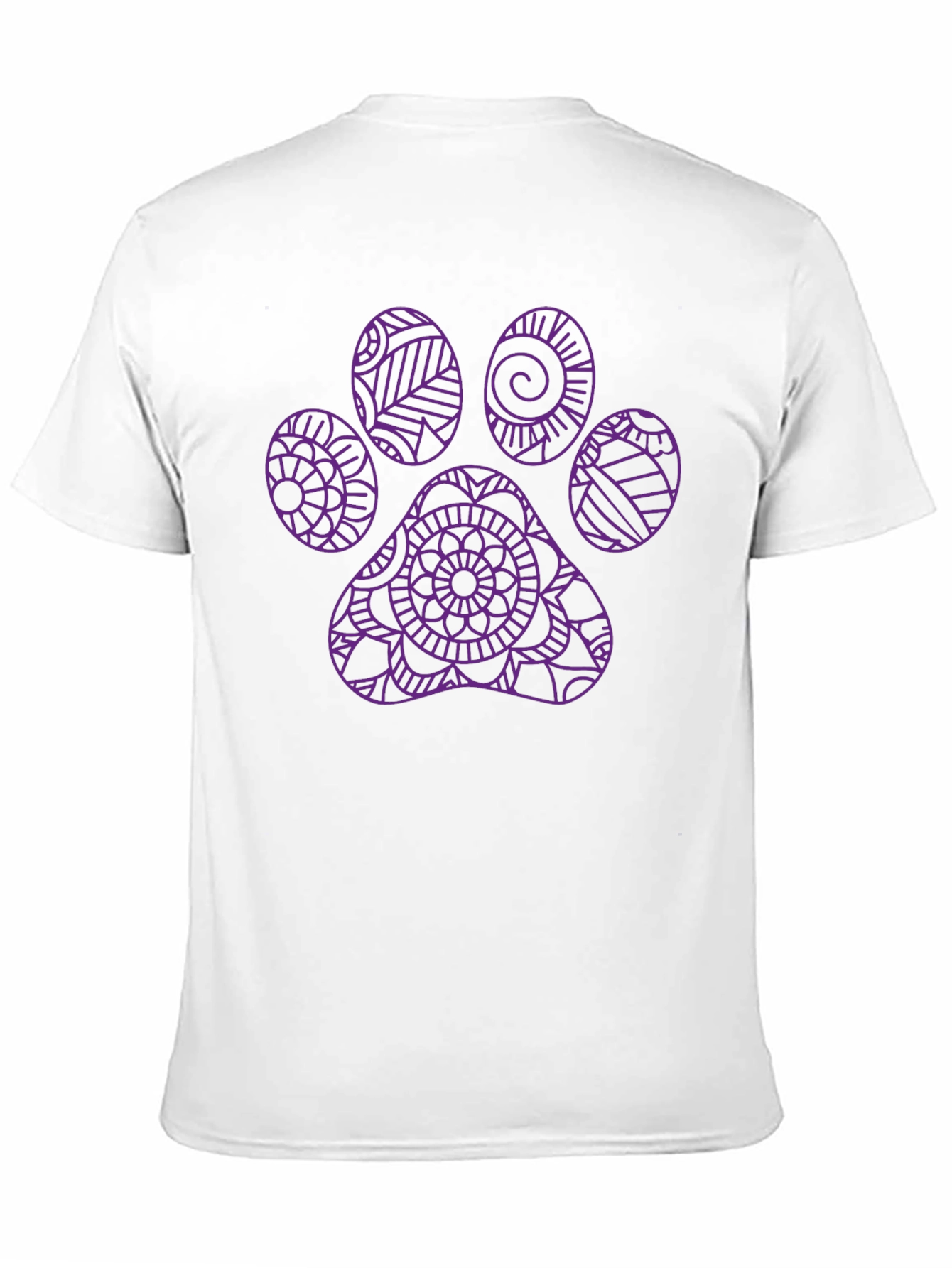 Paw Print Mandala Graphic Tee - Black Cotton T-Shirt