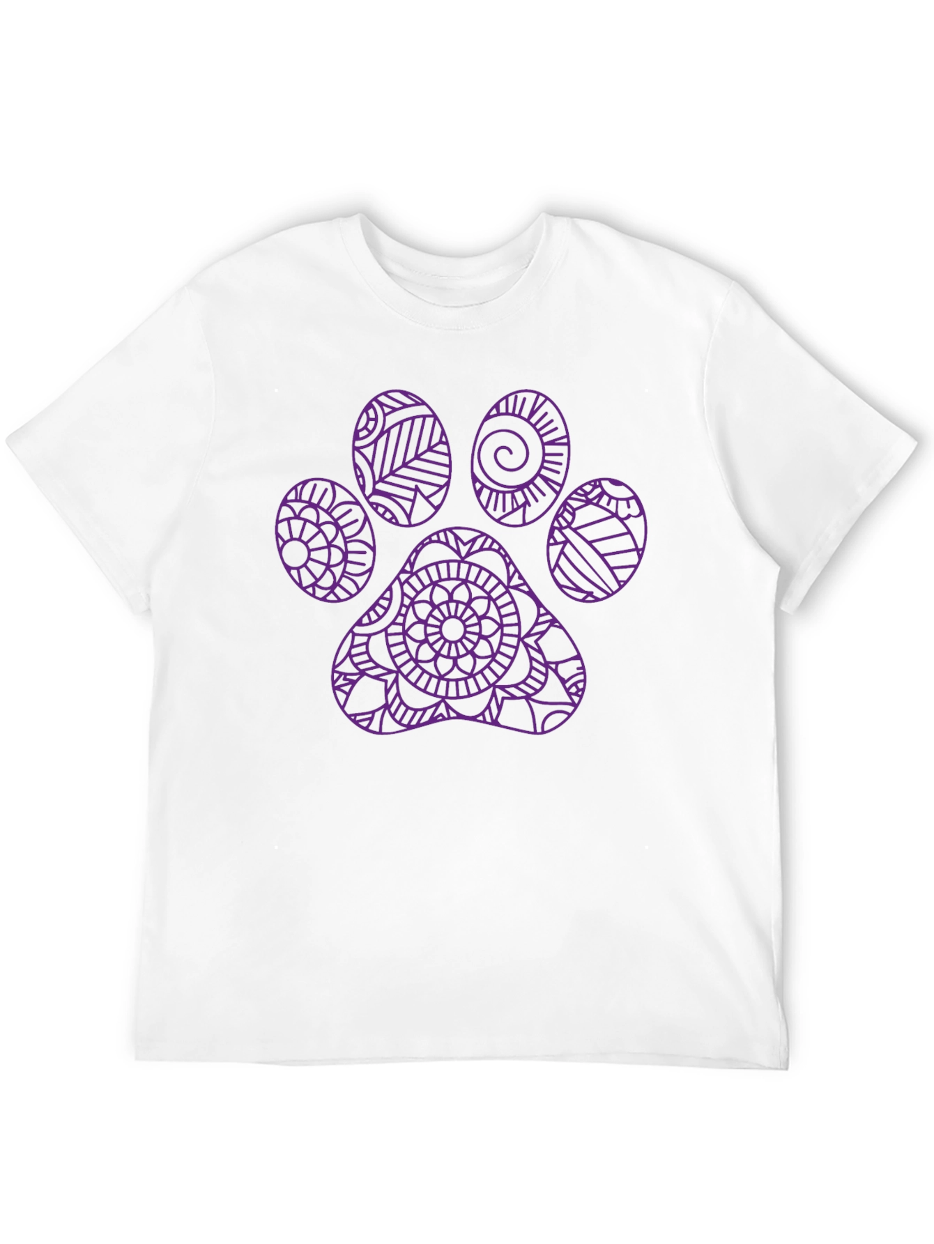 Paw Print Mandala Graphic Tee - Black Cotton T-Shirt