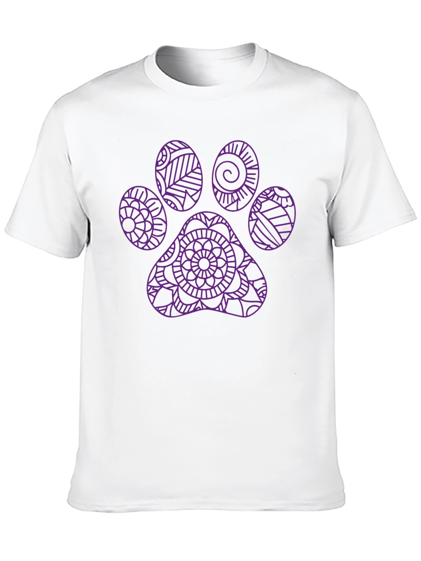 Paw Print Mandala Graphic Tee - Black Cotton T-Shirt