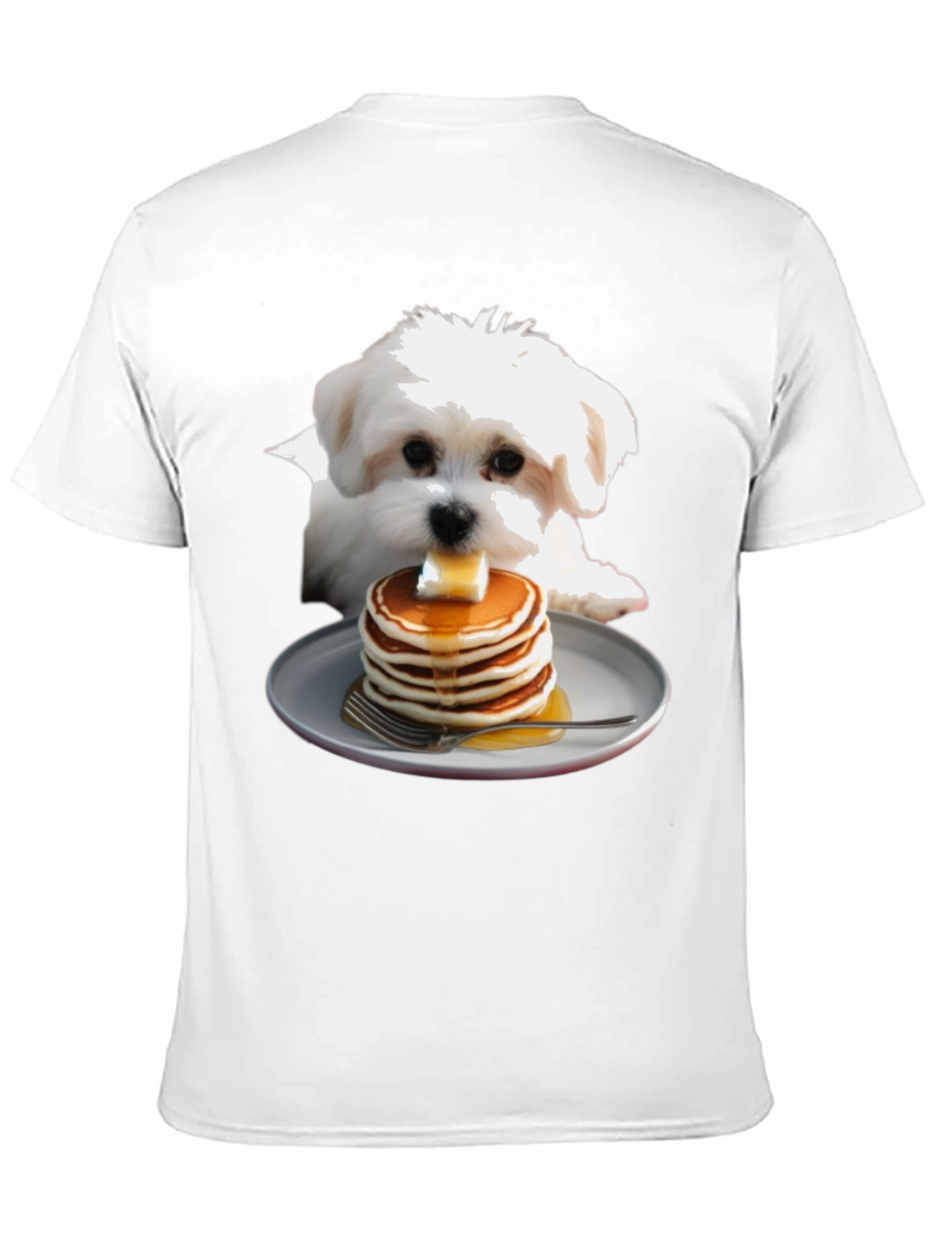 Dog with Pancakes T-Shirt - Cute Foodie Pet Tee