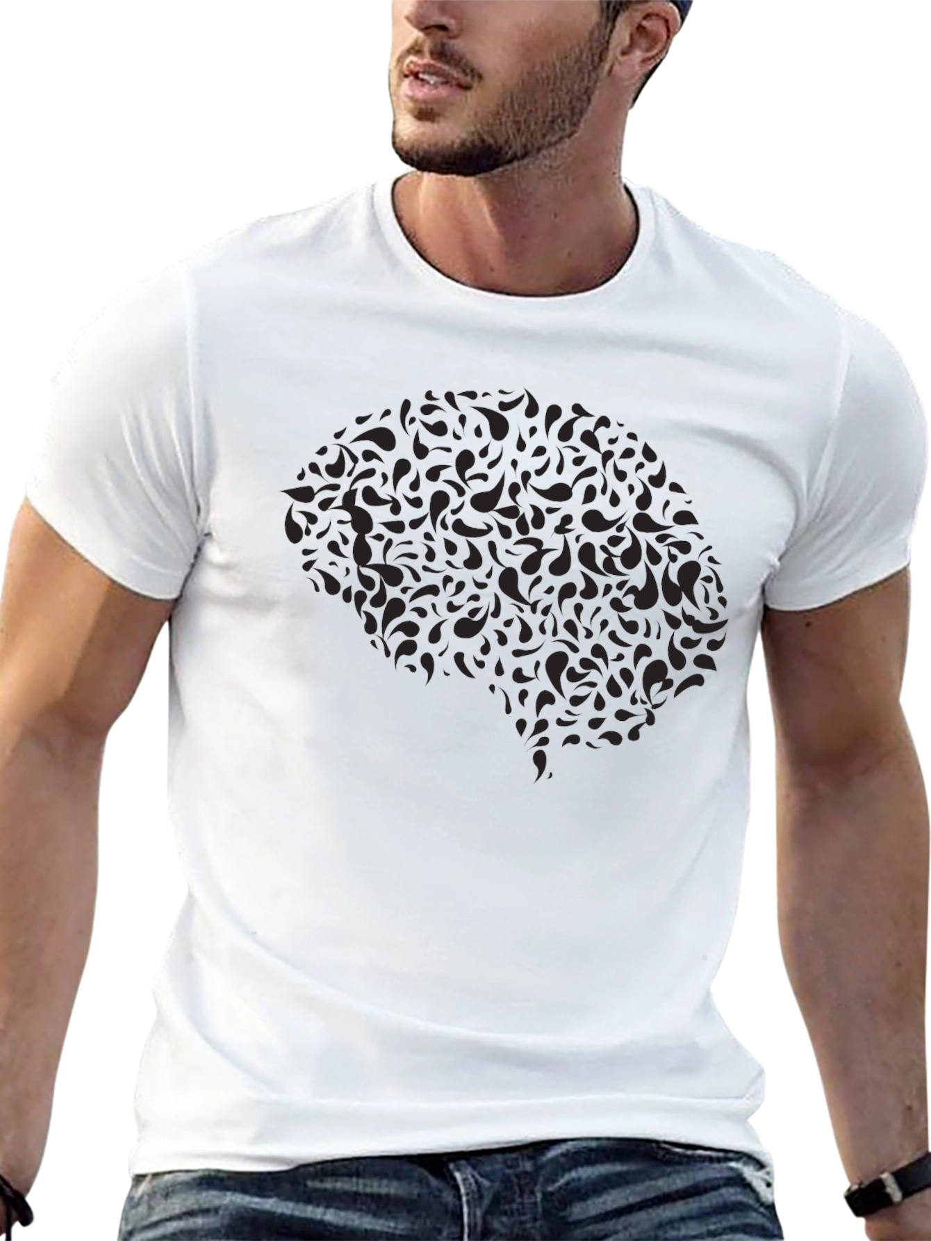Abstract Brain Tee - Black Graphic T-Shirt