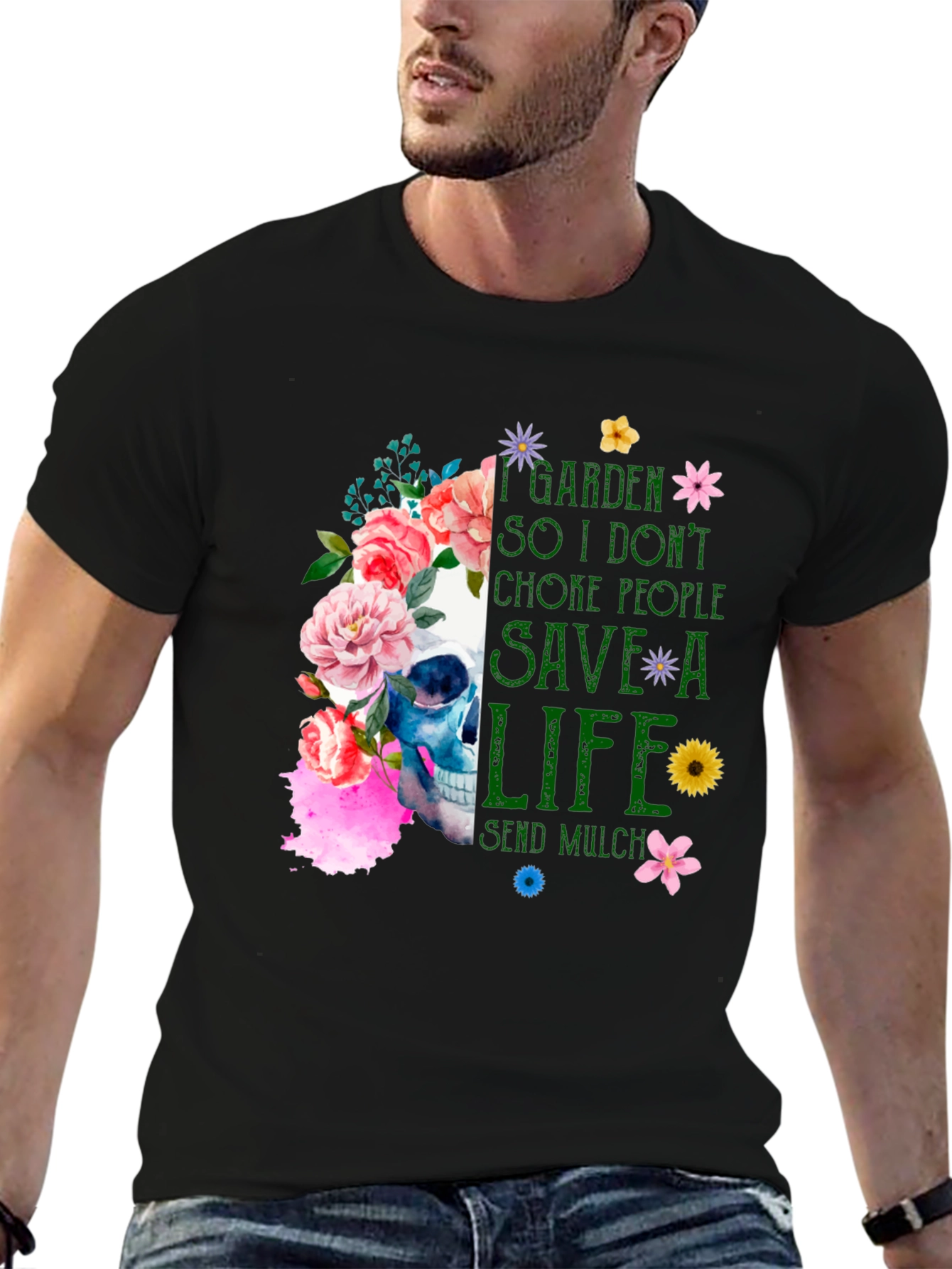 Floral Skull Gardening T-Shirt