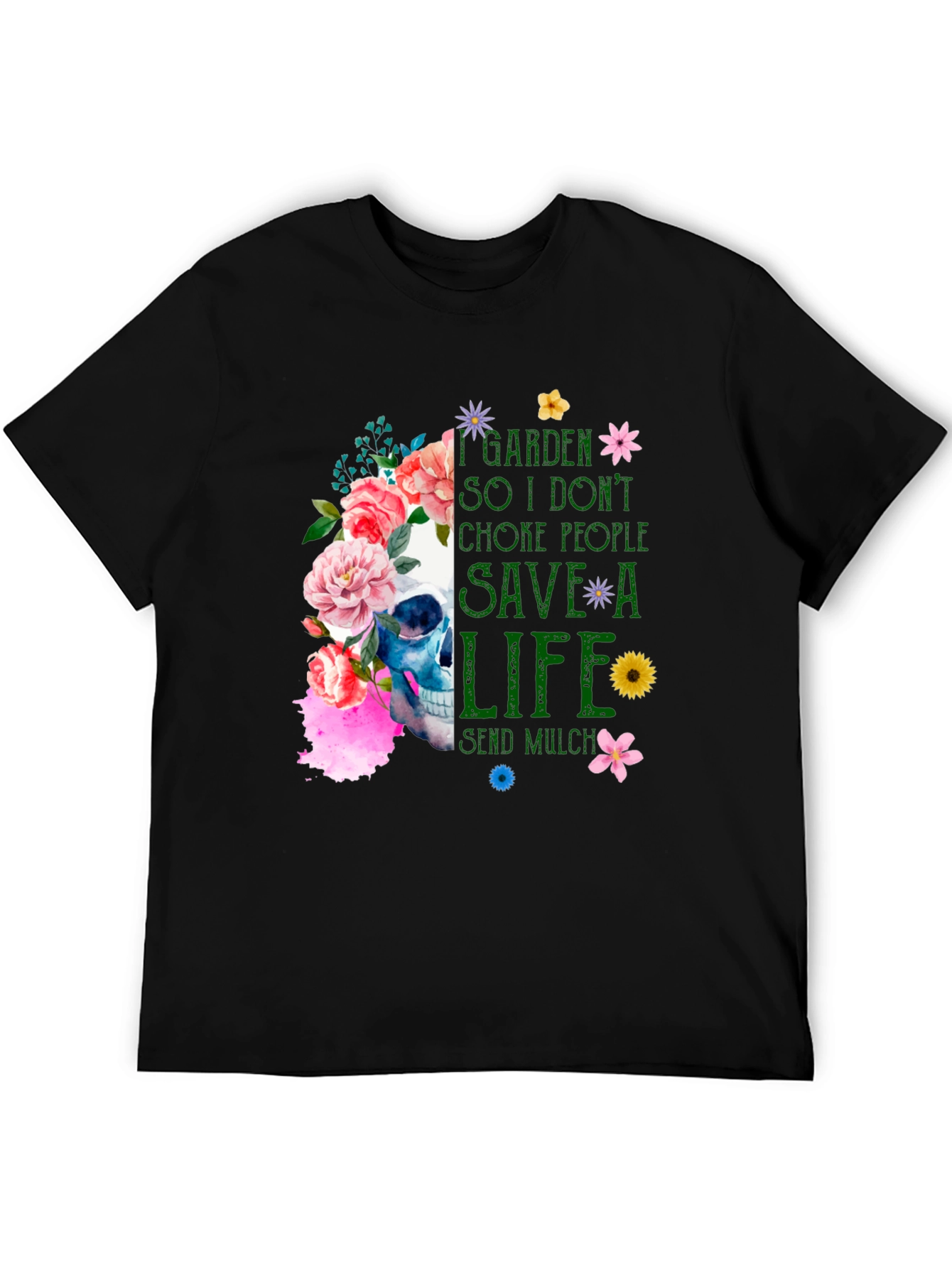 Floral Skull Gardening T-Shirt
